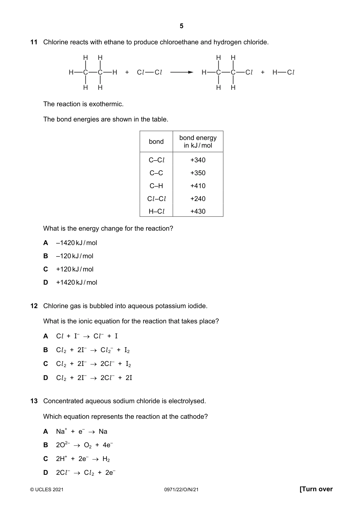 Cambridge IGCSE Chemistry (9-1) 0971 2021 Oct/Nov Paper 2 · Variant 2 question paper, page 5 of 16