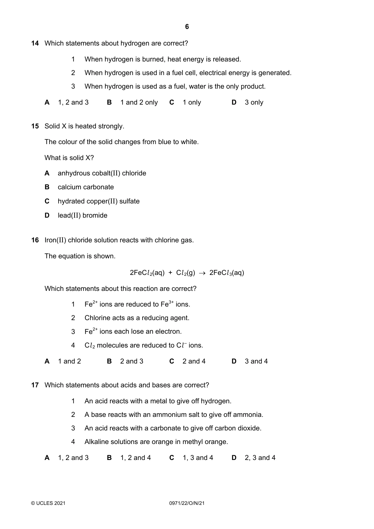 Cambridge IGCSE Chemistry (9-1) 0971 2021 Oct/Nov Paper 2 · Variant 2 question paper, page 6 of 16