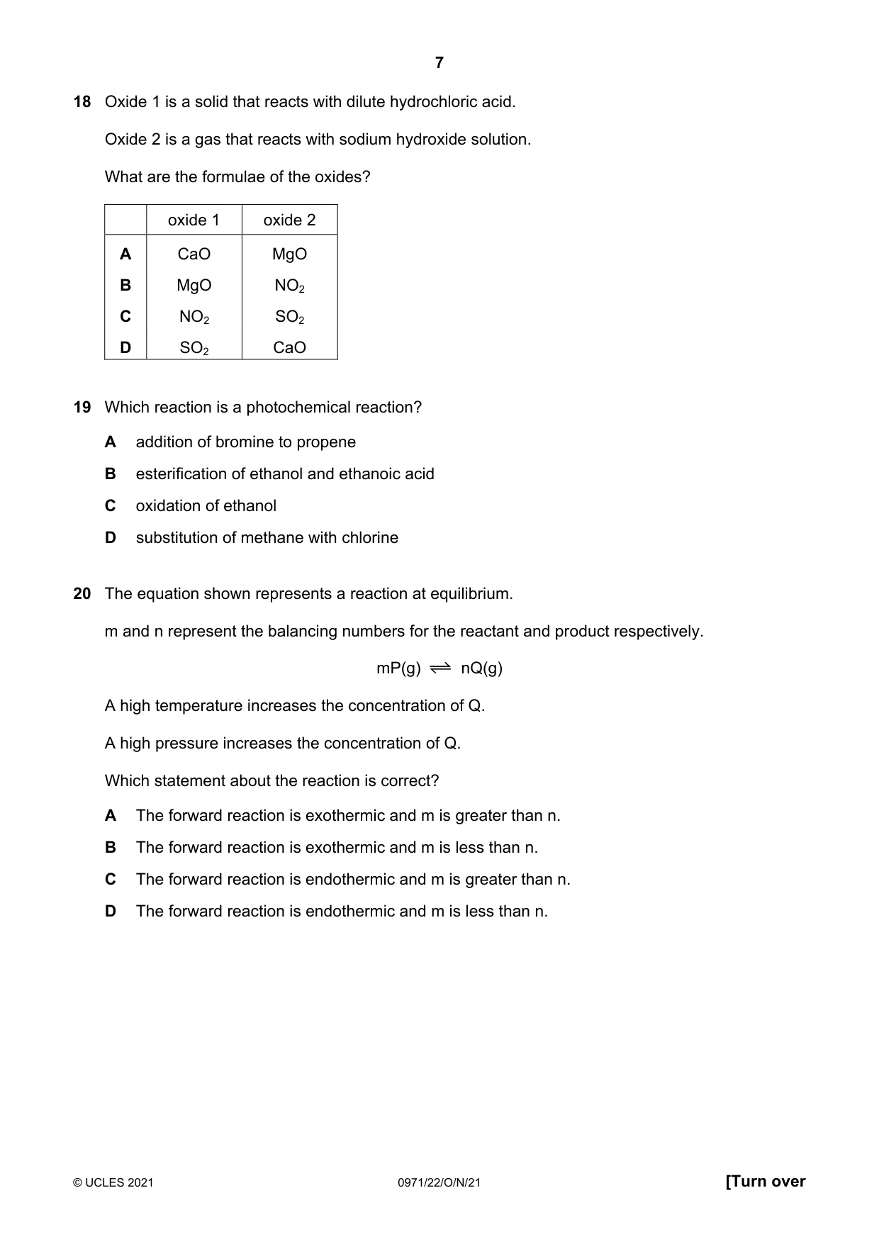 Cambridge IGCSE Chemistry (9-1) 0971 2021 Oct/Nov Paper 2 · Variant 2 question paper, page 7 of 16