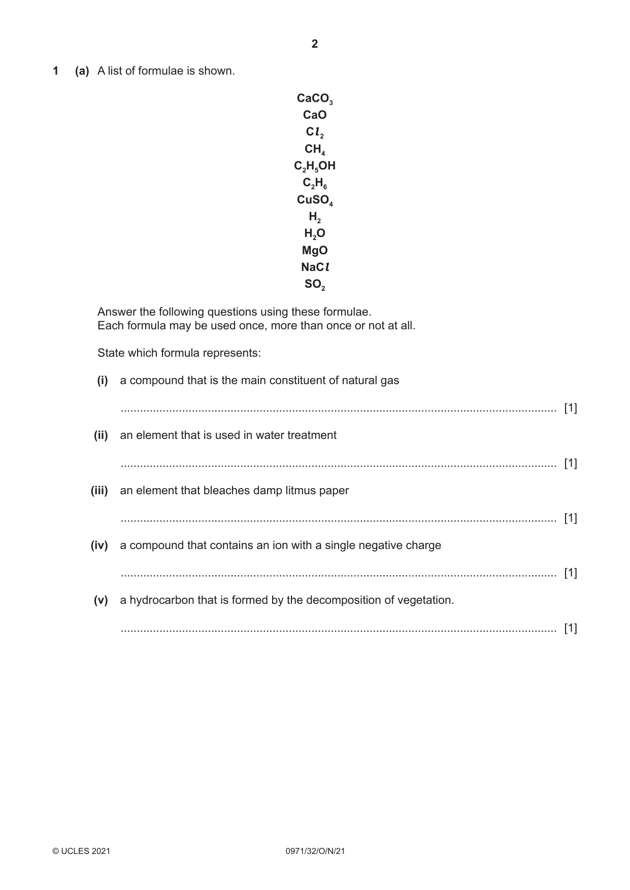 Cambridge IGCSE Chemistry (9-1) 0971 2021 Oct/Nov Paper 3 · Variant 2 question paper, page 2 of 20