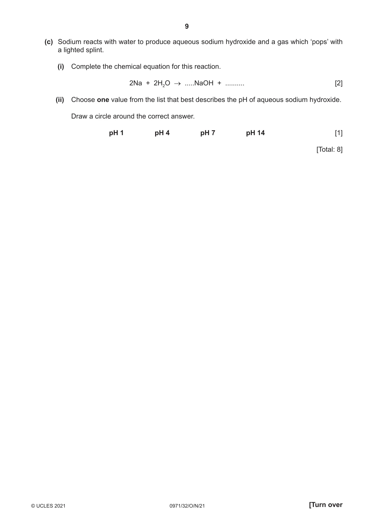 Cambridge IGCSE Chemistry (9-1) 0971 2021 Oct/Nov Paper 3 · Variant 2 question paper, page 9 of 20
