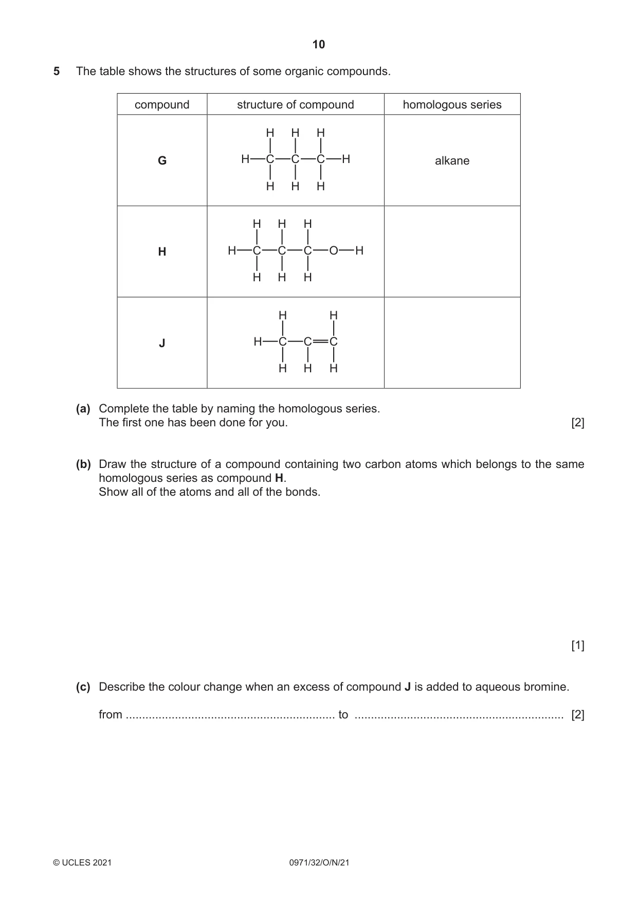 Cambridge IGCSE Chemistry (9-1) 0971 2021 Oct/Nov Paper 3 · Variant 2 question paper, page 10 of 20
