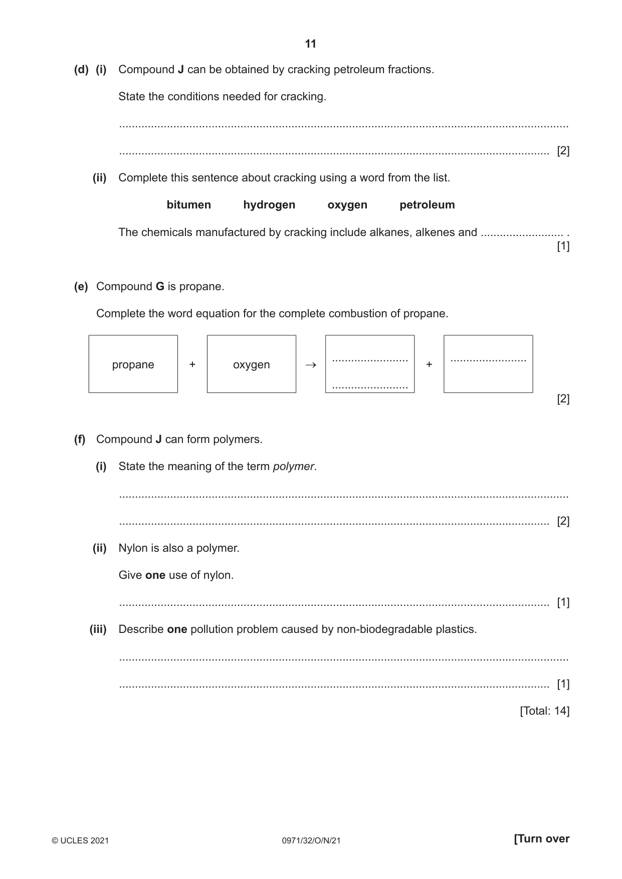 Cambridge IGCSE Chemistry (9-1) 0971 2021 Oct/Nov Paper 3 · Variant 2 question paper, page 11 of 20