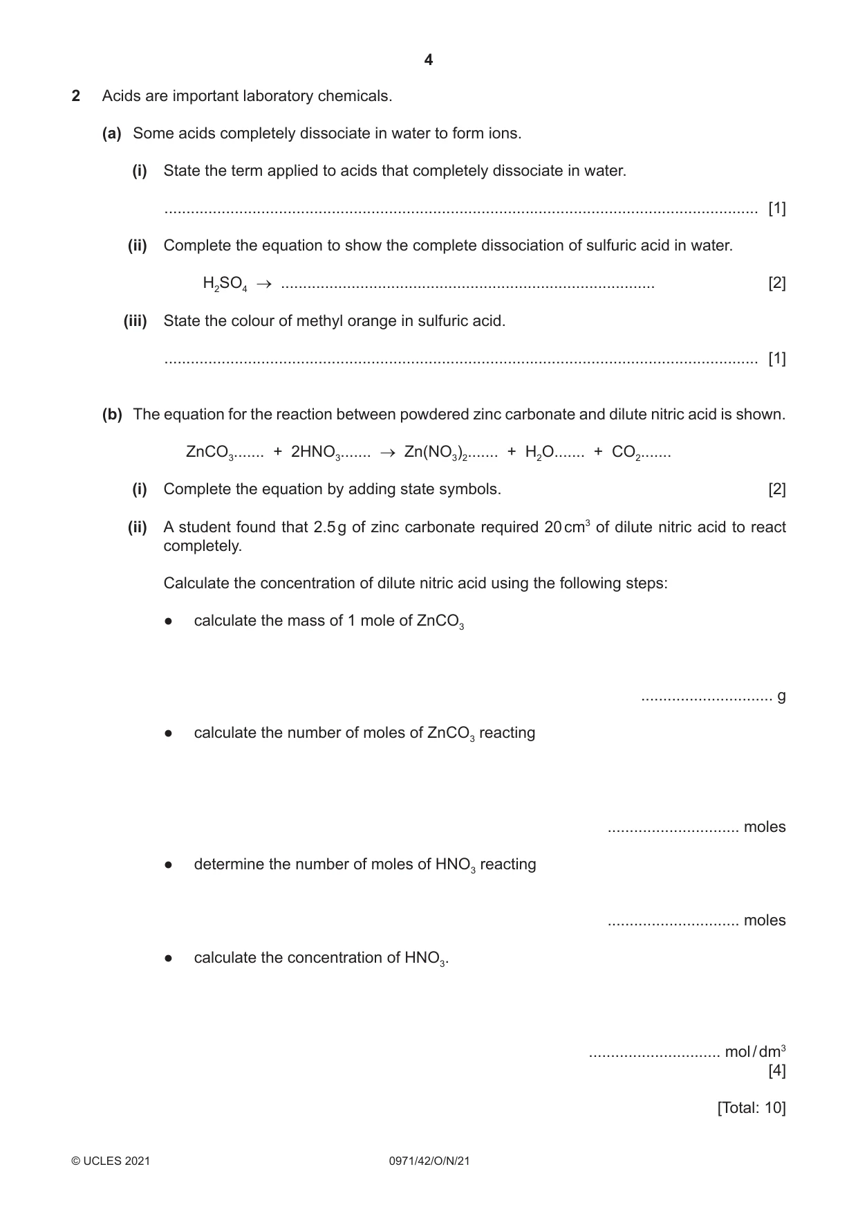 Cambridge IGCSE Chemistry (9-1) 0971 2021 Oct/Nov Paper 4 · Variant 2 question paper, page 4 of 16