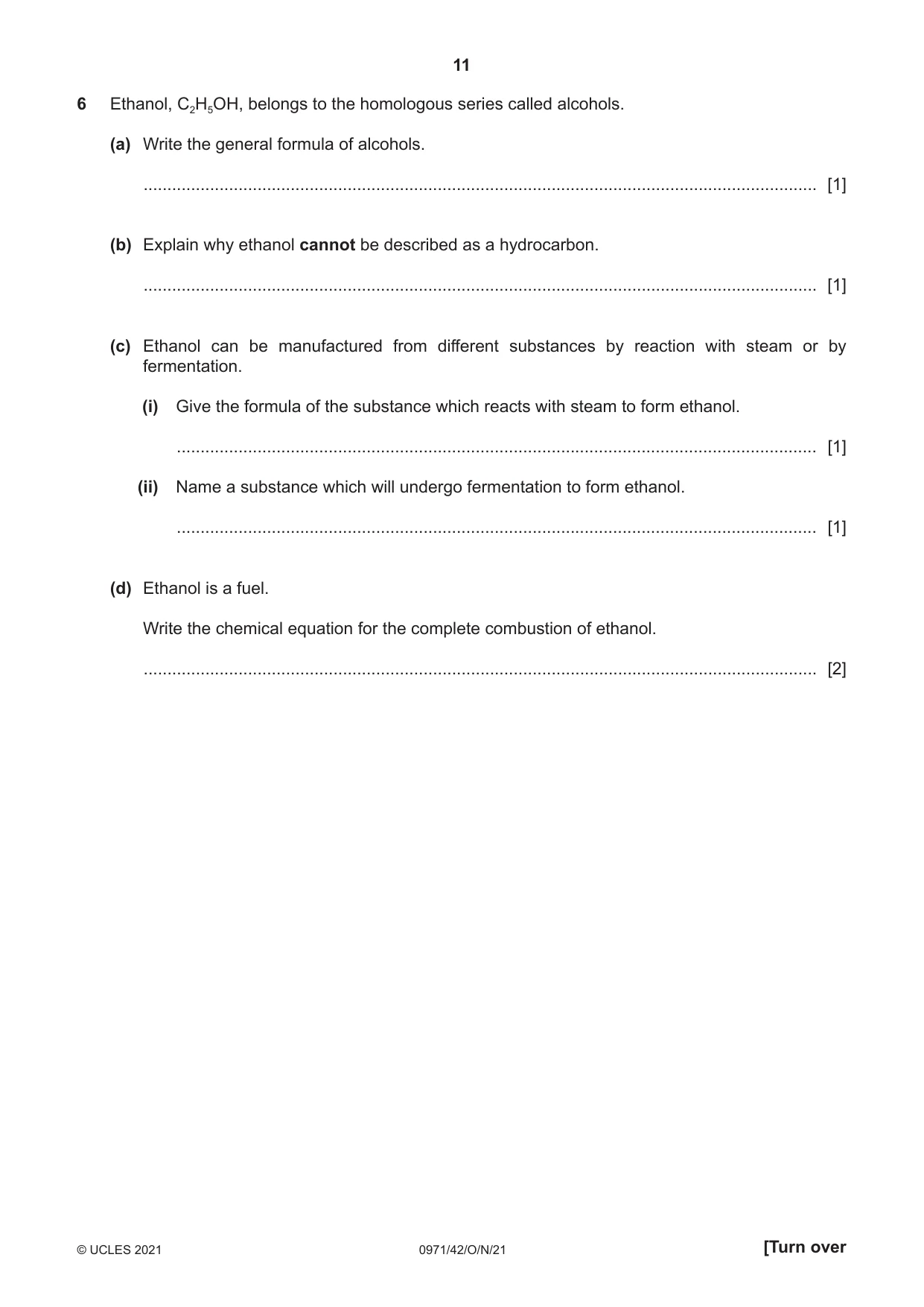 Cambridge IGCSE Chemistry (9-1) 0971 2021 Oct/Nov Paper 4 · Variant 2 question paper, page 11 of 16