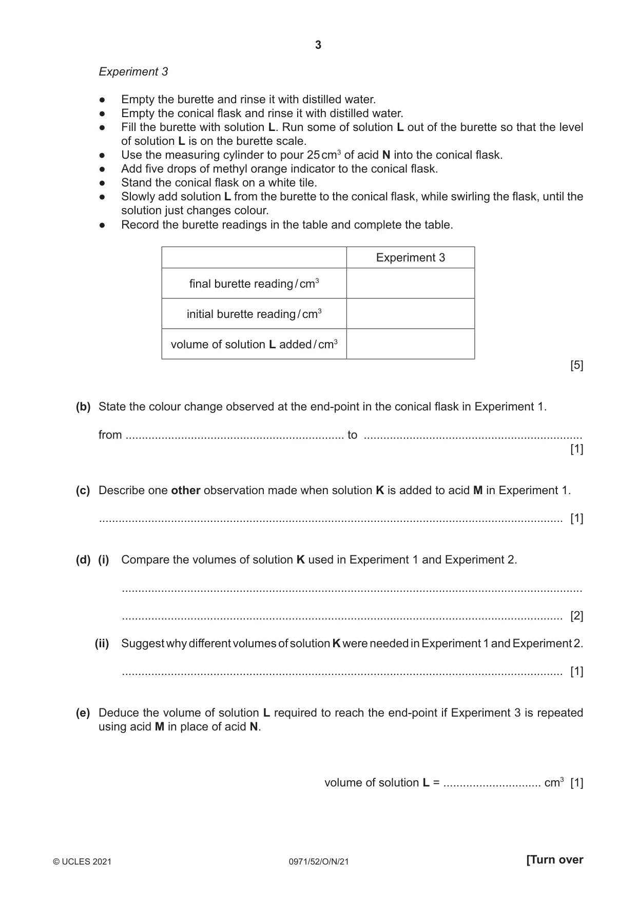 Cambridge IGCSE Chemistry (9-1) 0971 2021 Oct/Nov Paper 5 · Variant 2 question paper, page 3 of 12