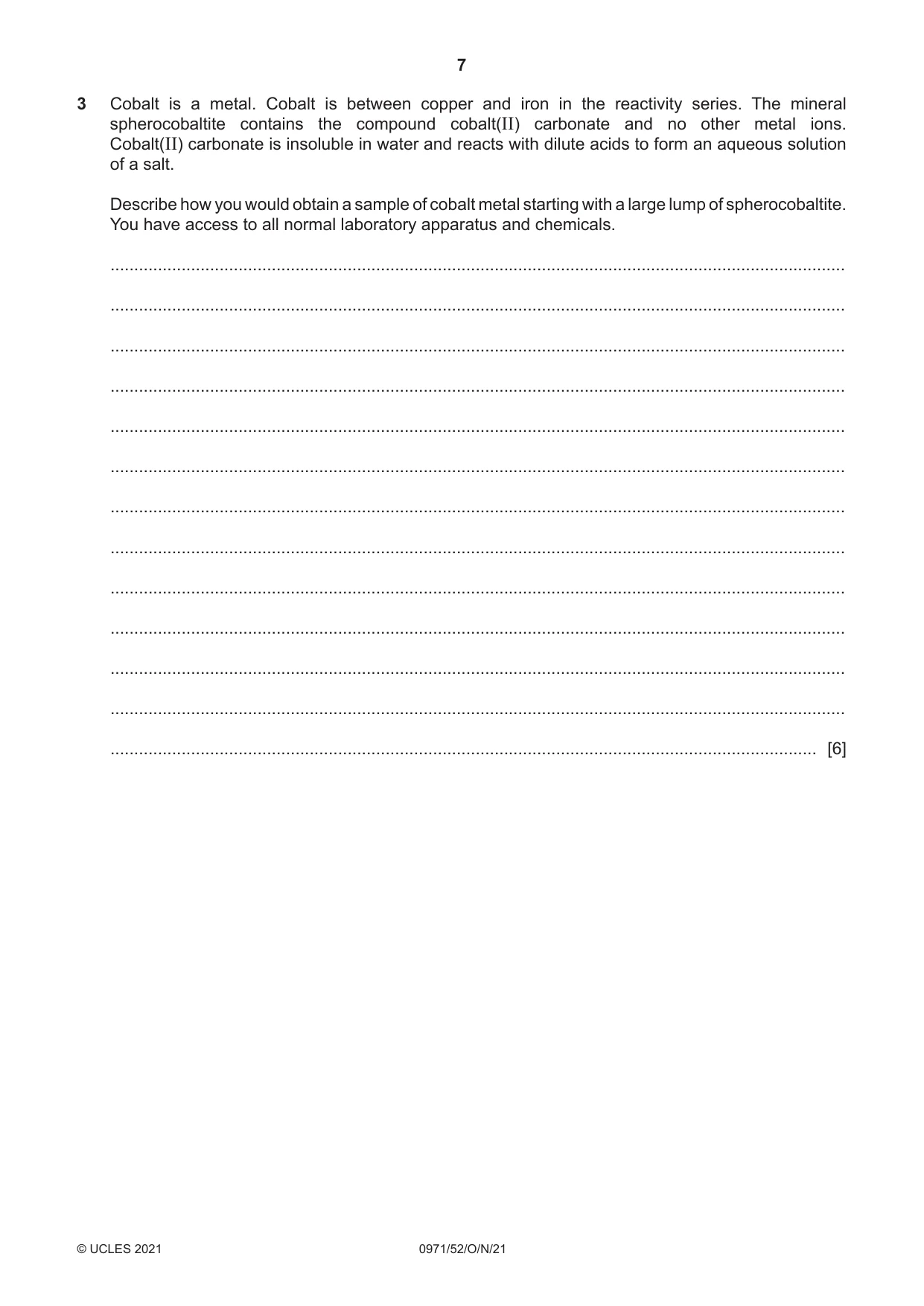 Cambridge IGCSE Chemistry (9-1) 0971 2021 Oct/Nov Paper 5 · Variant 2 question paper, page 7 of 12