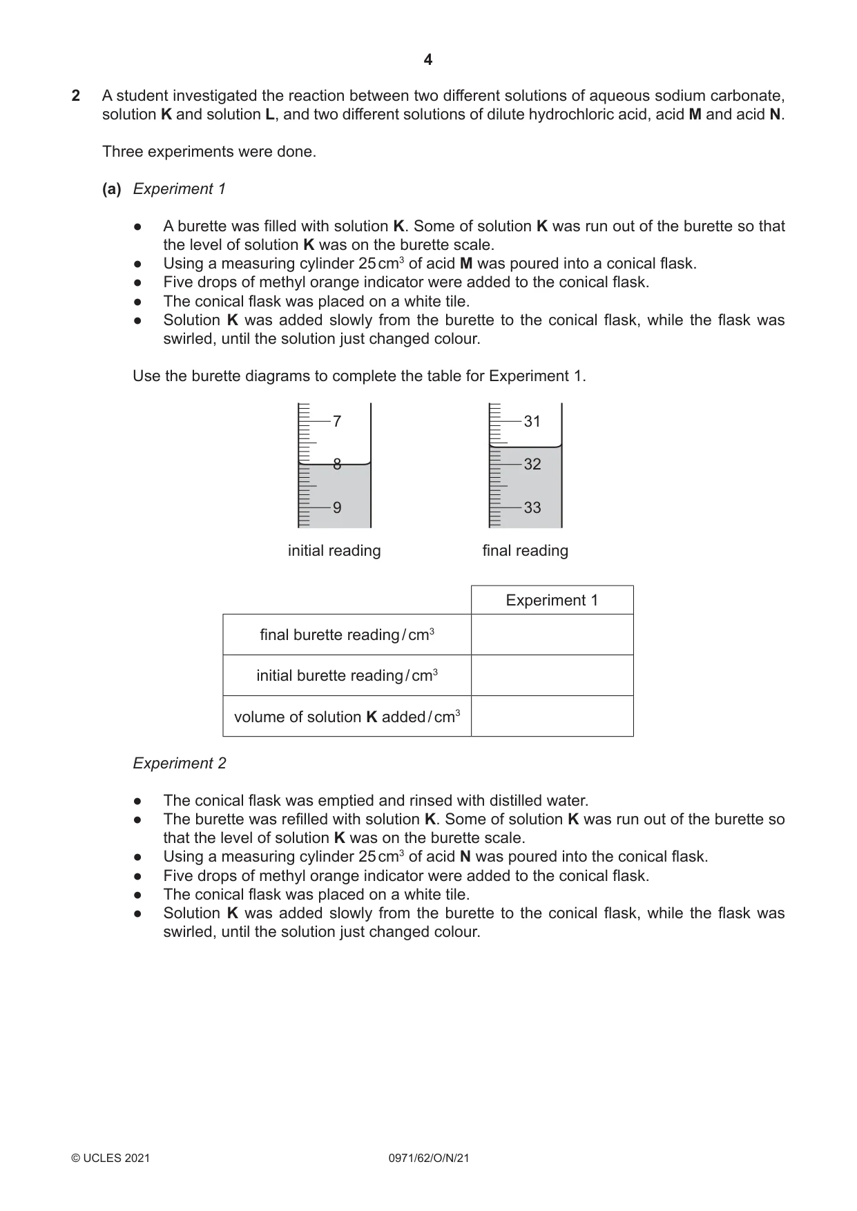 Cambridge IGCSE Chemistry (9-1) 0971 2021 Oct/Nov Paper 6 · Variant 2 question paper, page 4 of 12