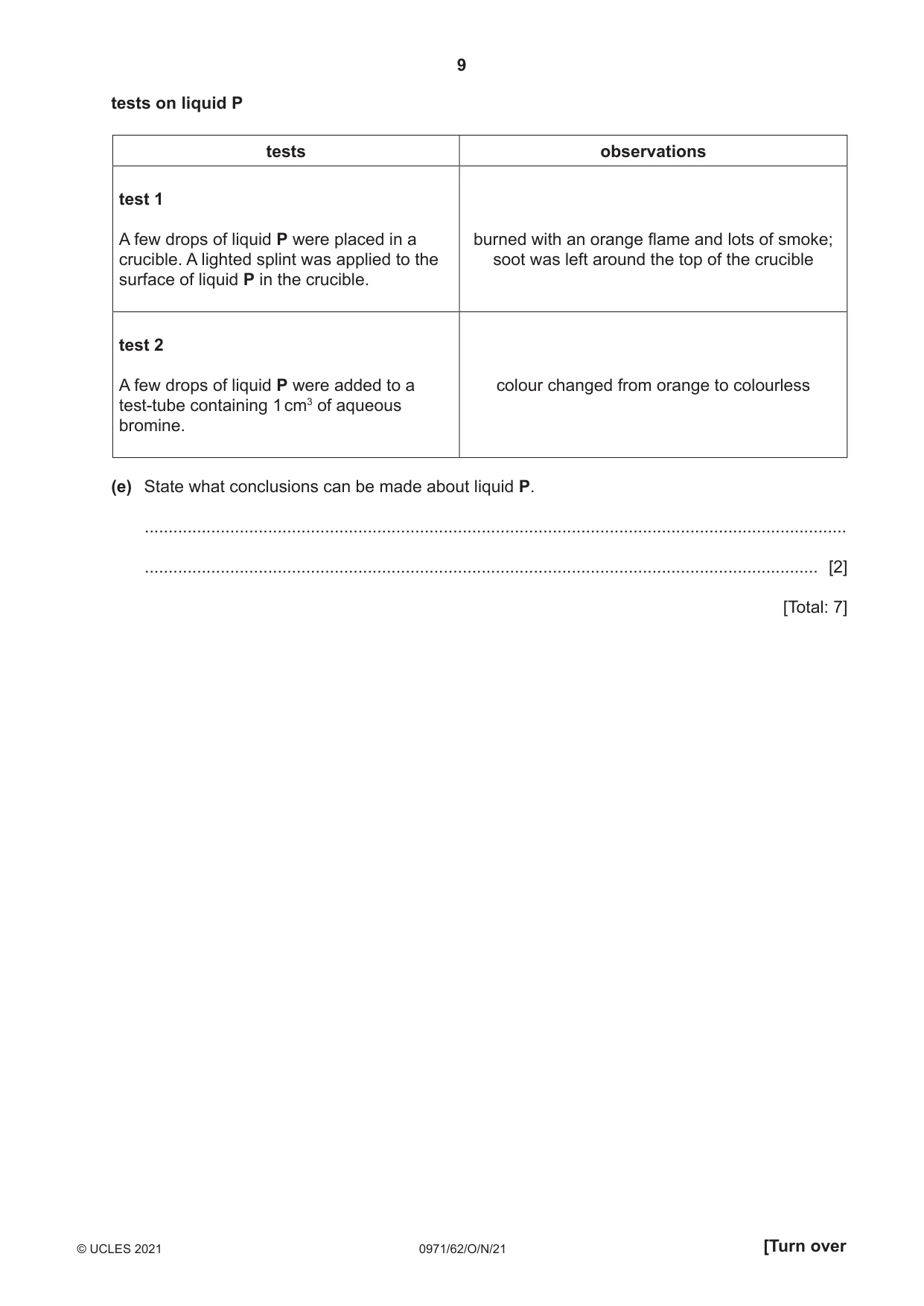 Cambridge IGCSE Chemistry (9-1) 0971 2021 Oct/Nov Paper 6 · Variant 2 question paper, page 9 of 12