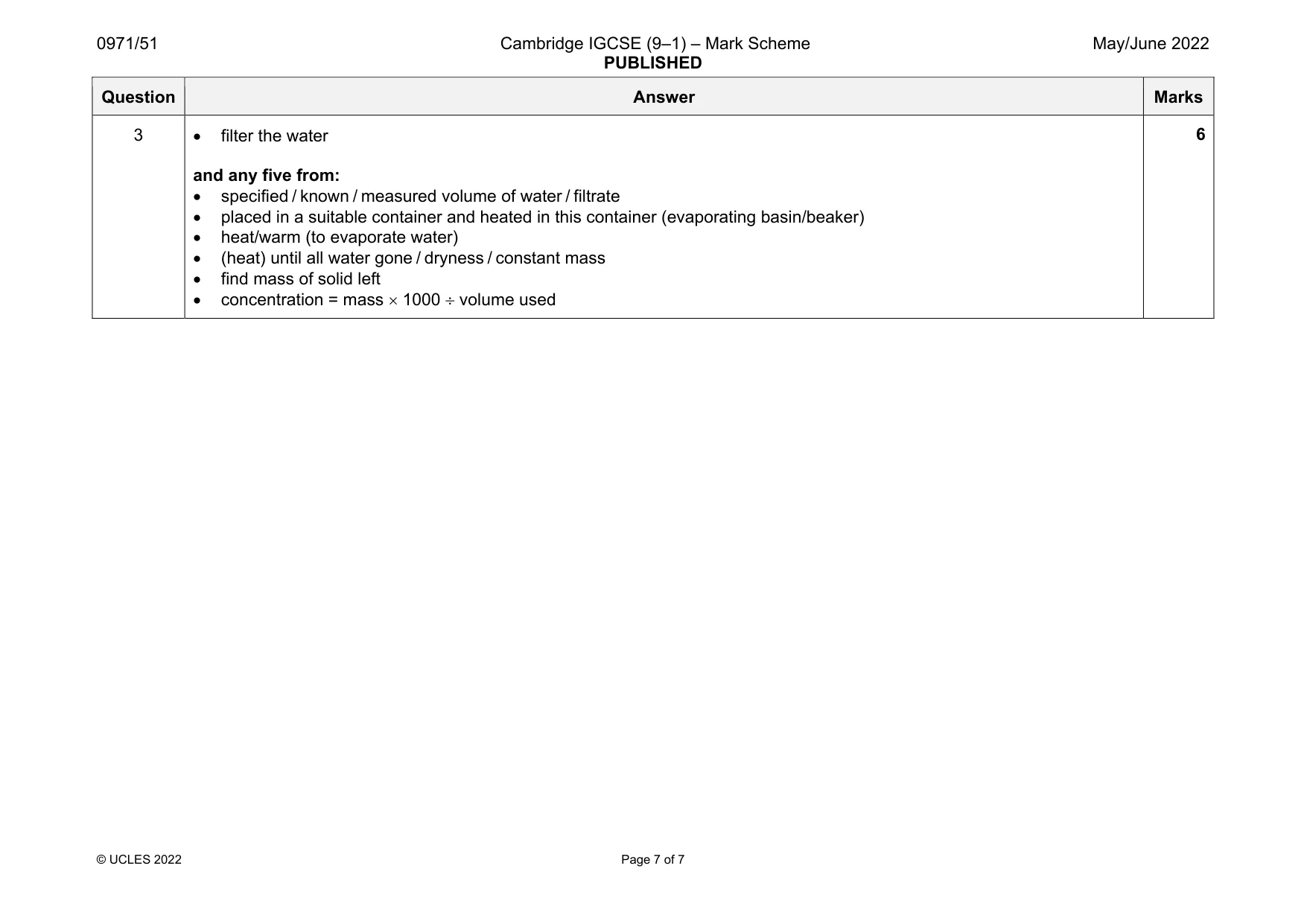 Mark scheme, page 7 of 7