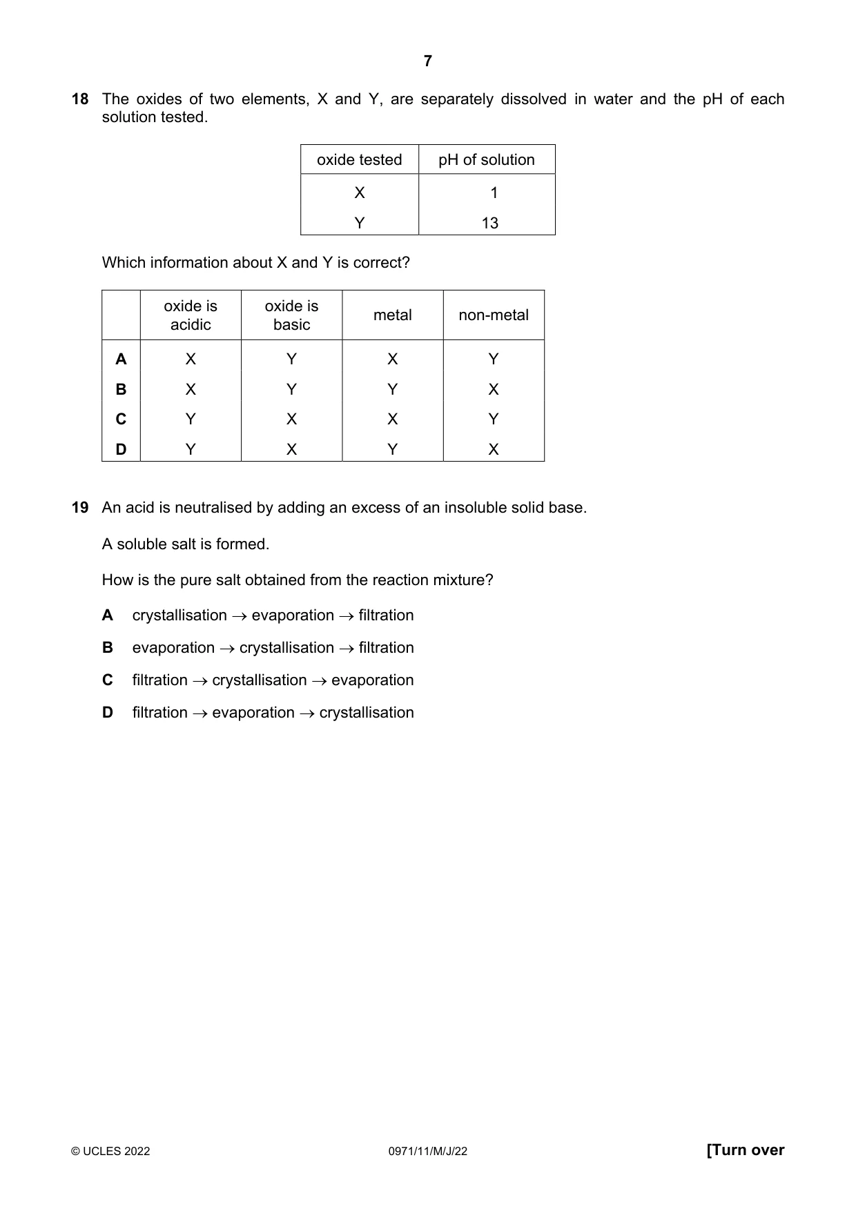 Cambridge IGCSE Chemistry (9-1) 0971 2022 May/June Paper 1 · Variant 1 question paper, page 7 of 16