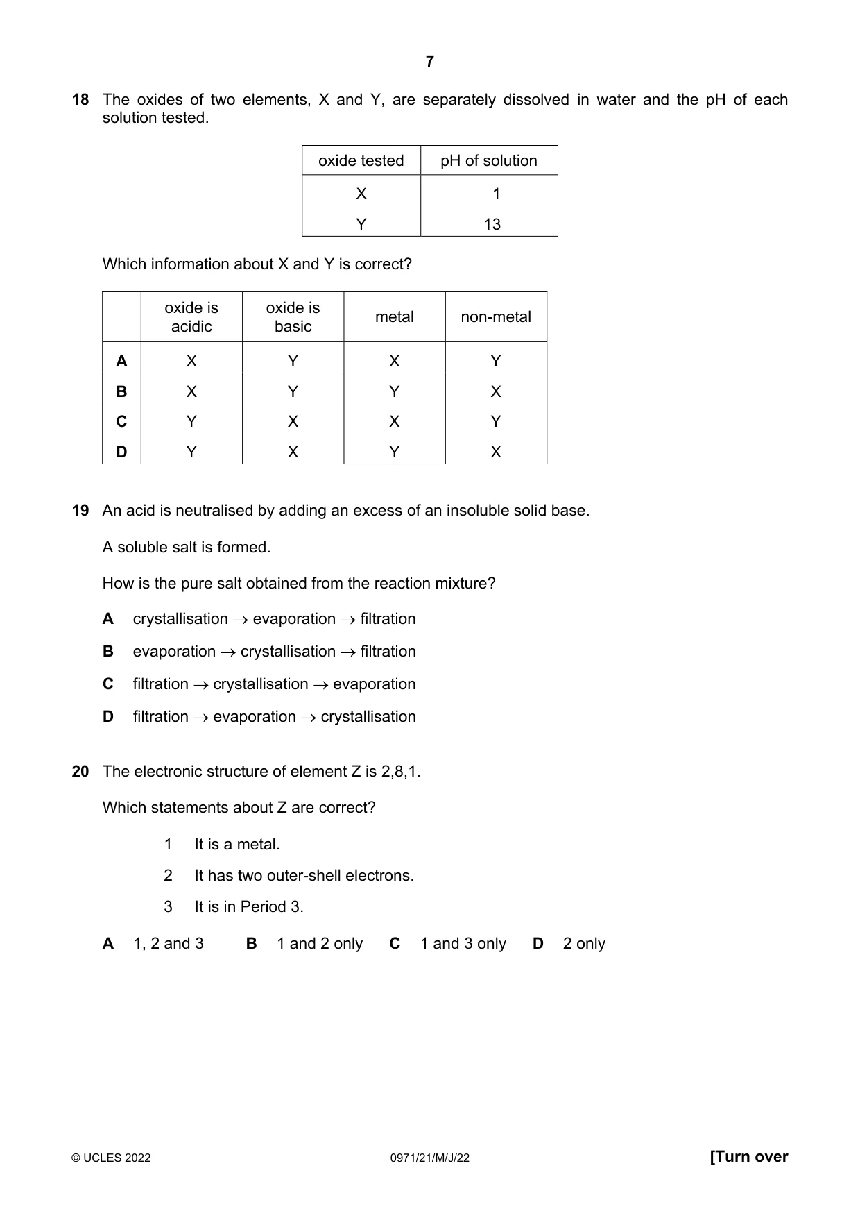 Cambridge IGCSE Chemistry (9-1) 0971 2022 May/June Paper 2 · Variant 1 question paper, page 7 of 16