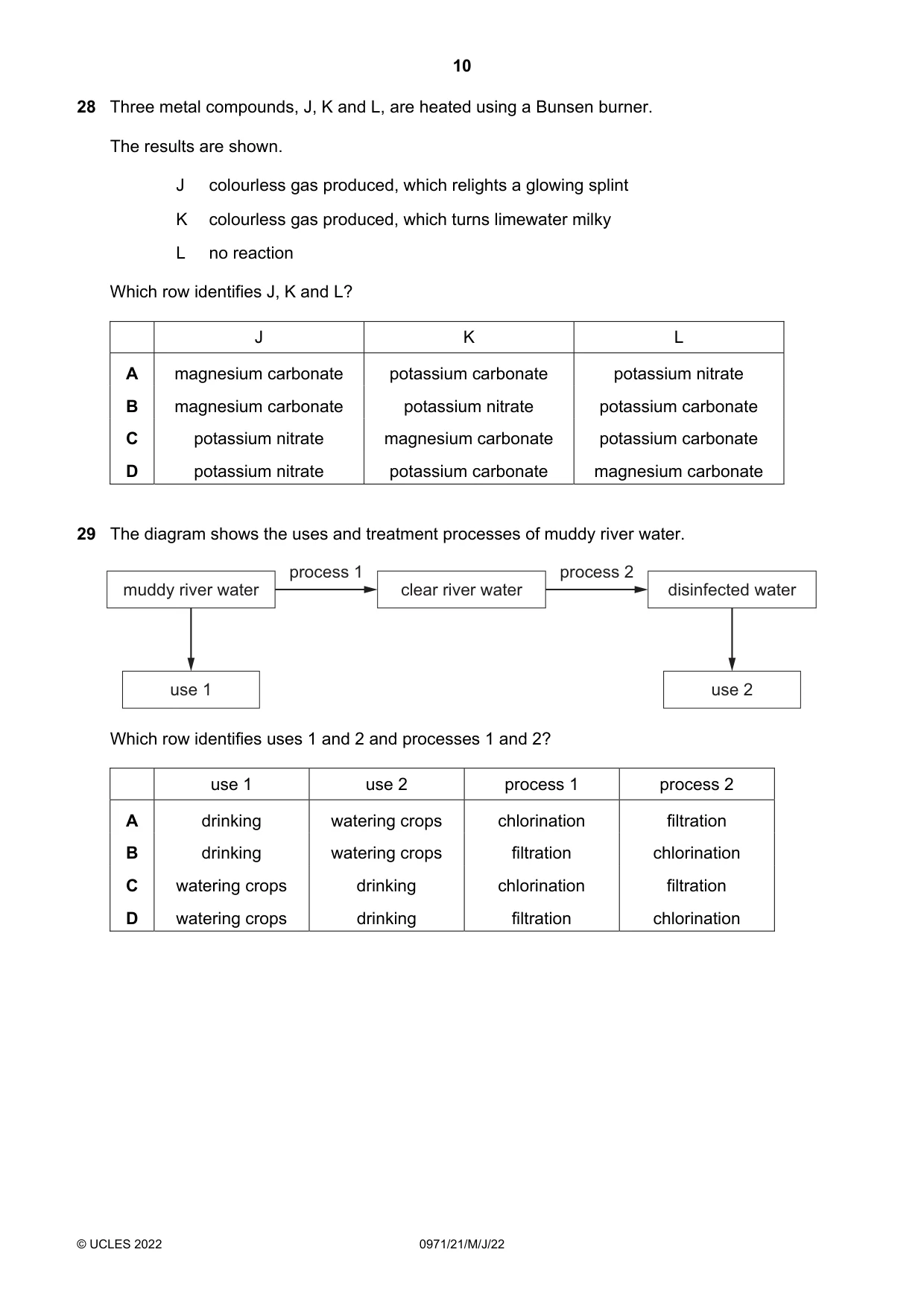 Cambridge IGCSE Chemistry (9-1) 0971 2022 May/June Paper 2 · Variant 1 question paper, page 10 of 16