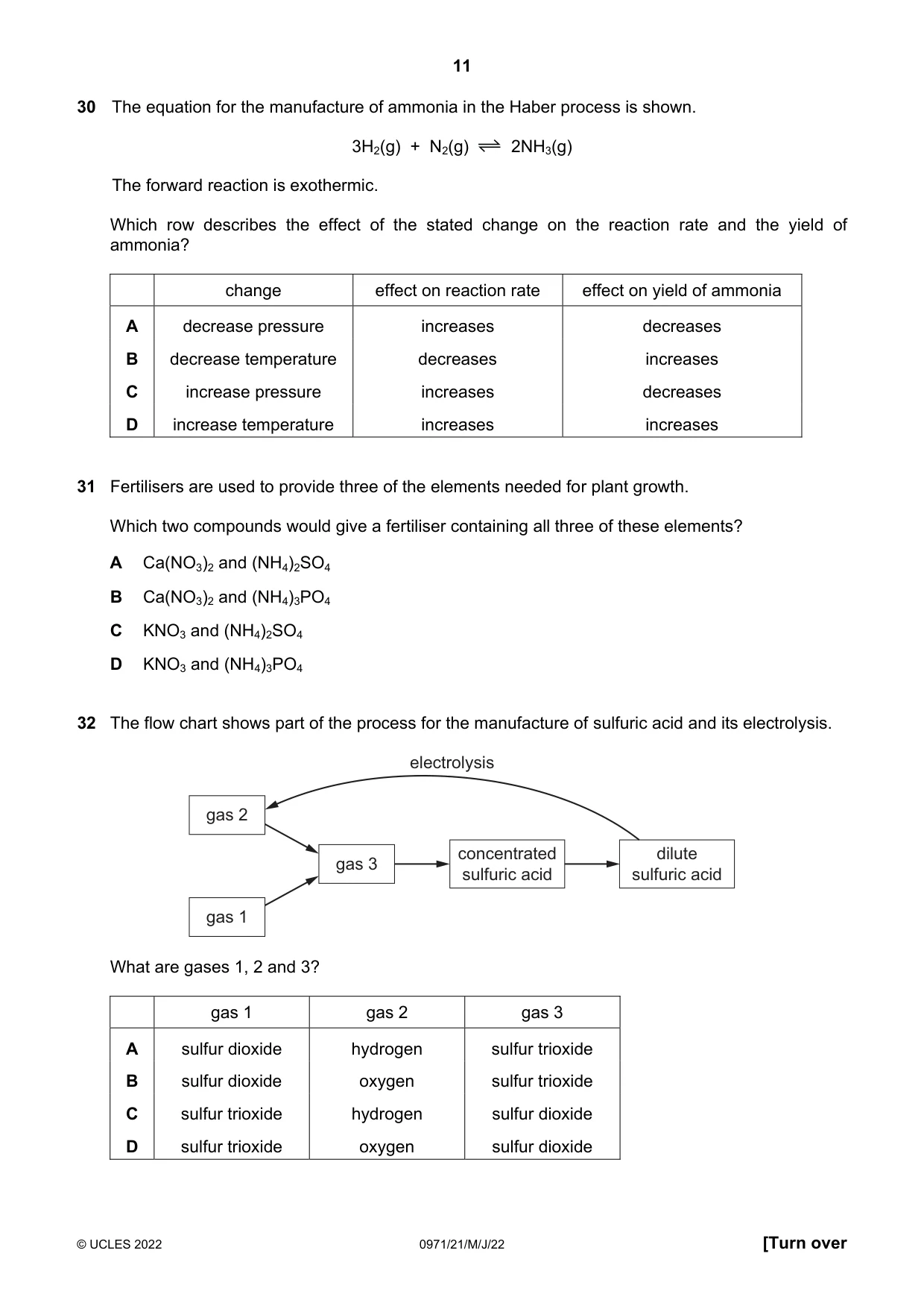 Cambridge IGCSE Chemistry (9-1) 0971 2022 May/June Paper 2 · Variant 1 question paper, page 11 of 16