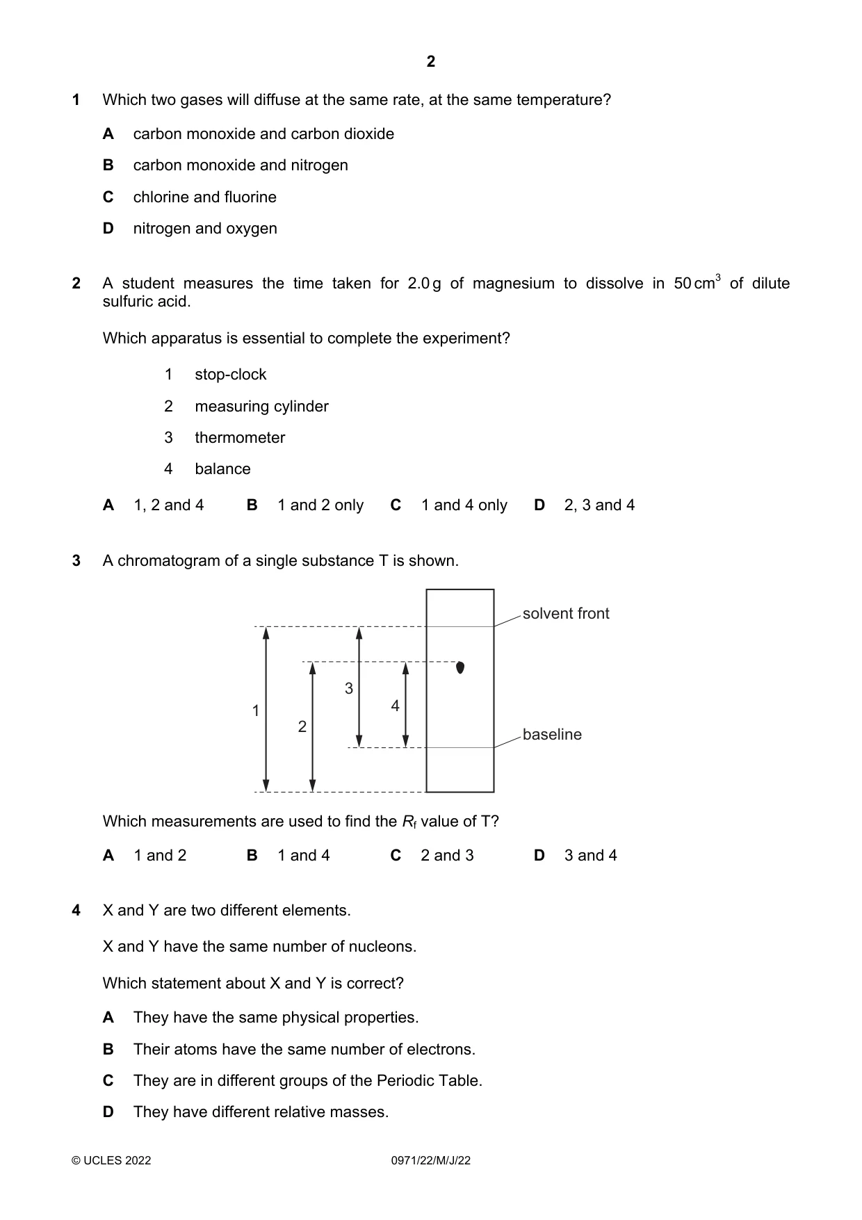 Cambridge IGCSE Chemistry (9-1) 0971 2022 May/June Paper 2 · Variant 2 question paper, page 2 of 16