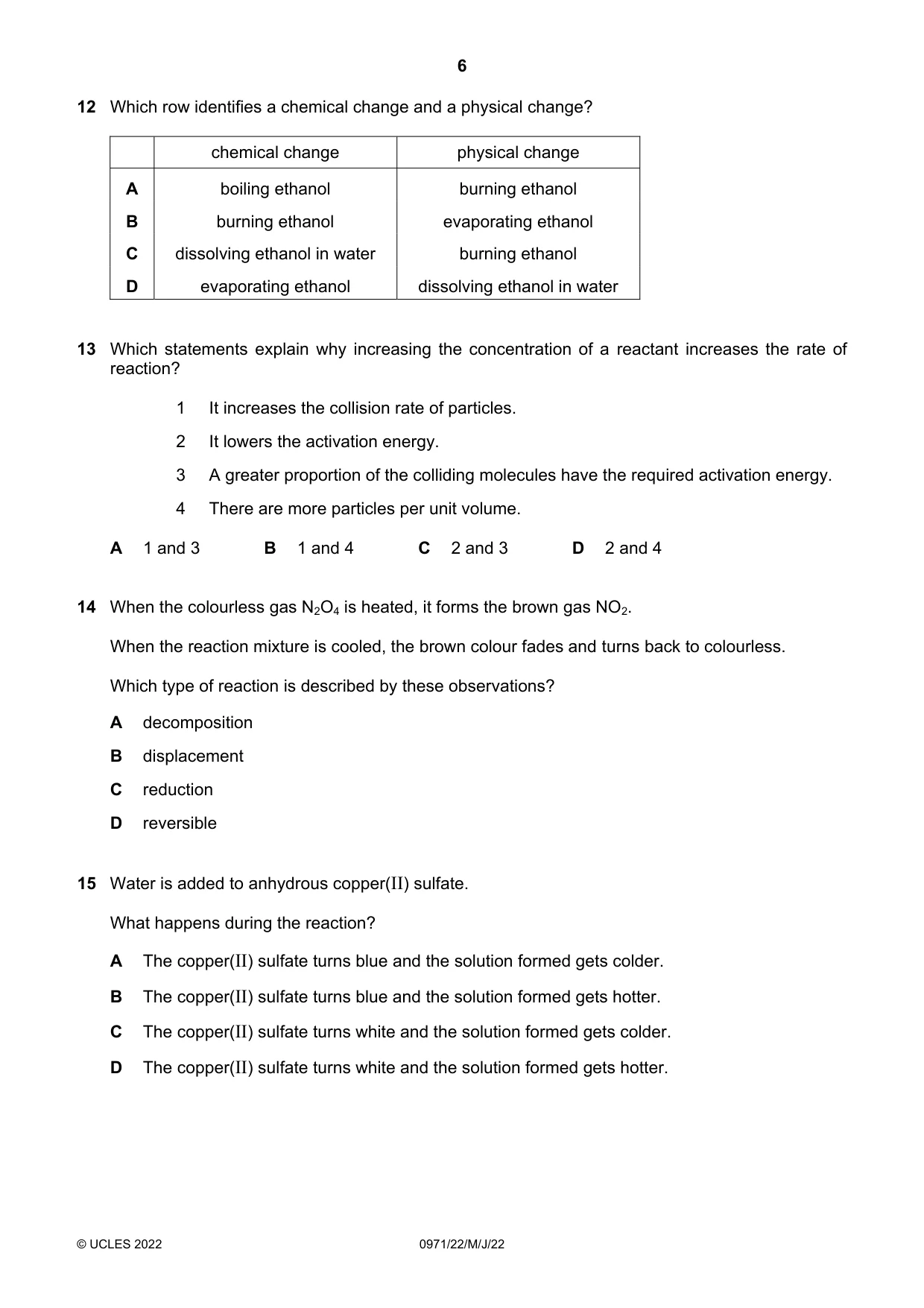 Cambridge IGCSE Chemistry (9-1) 0971 2022 May/June Paper 2 · Variant 2 question paper, page 6 of 16