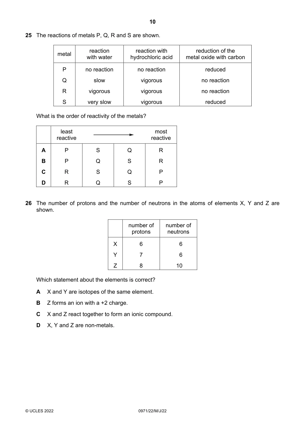 Cambridge IGCSE Chemistry (9-1) 0971 2022 May/June Paper 2 · Variant 2 question paper, page 10 of 16