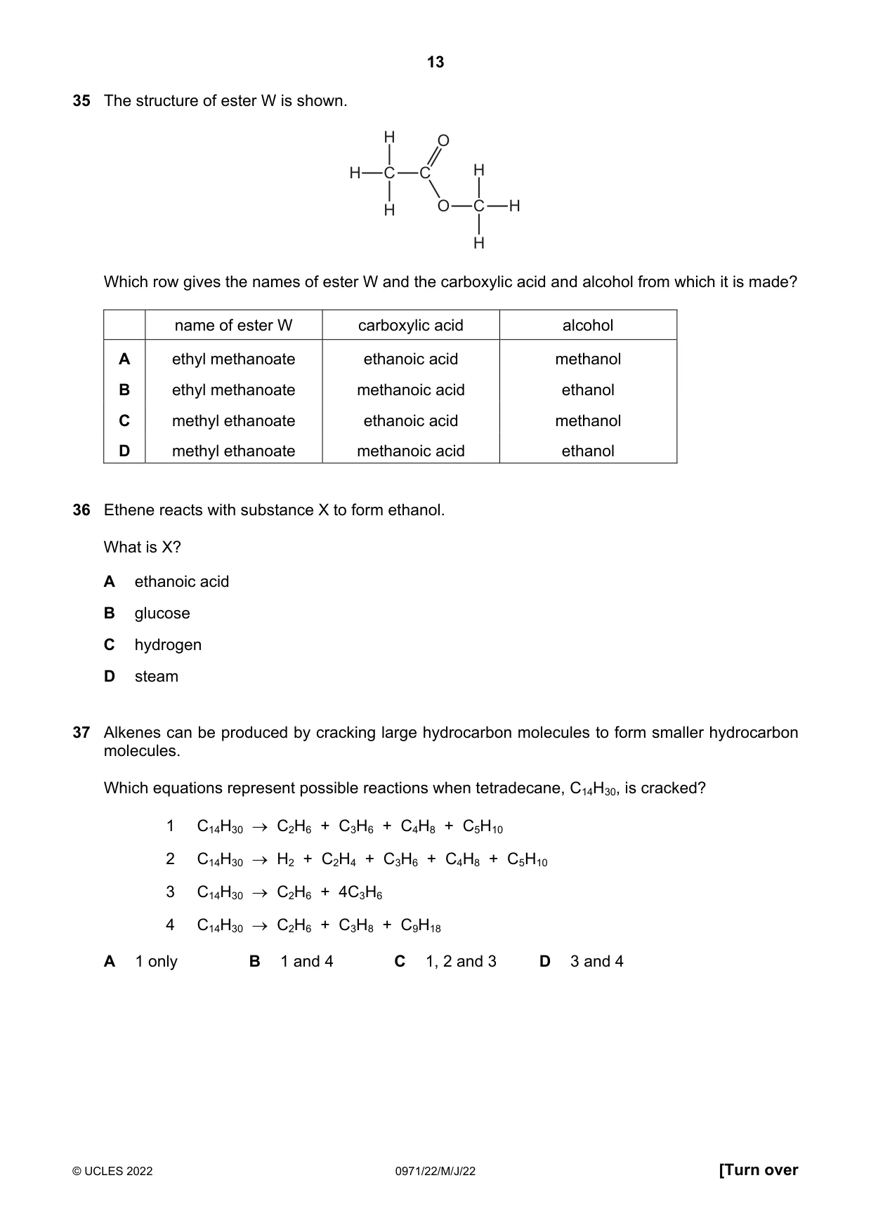 Cambridge IGCSE Chemistry (9-1) 0971 2022 May/June Paper 2 · Variant 2 question paper, page 13 of 16
