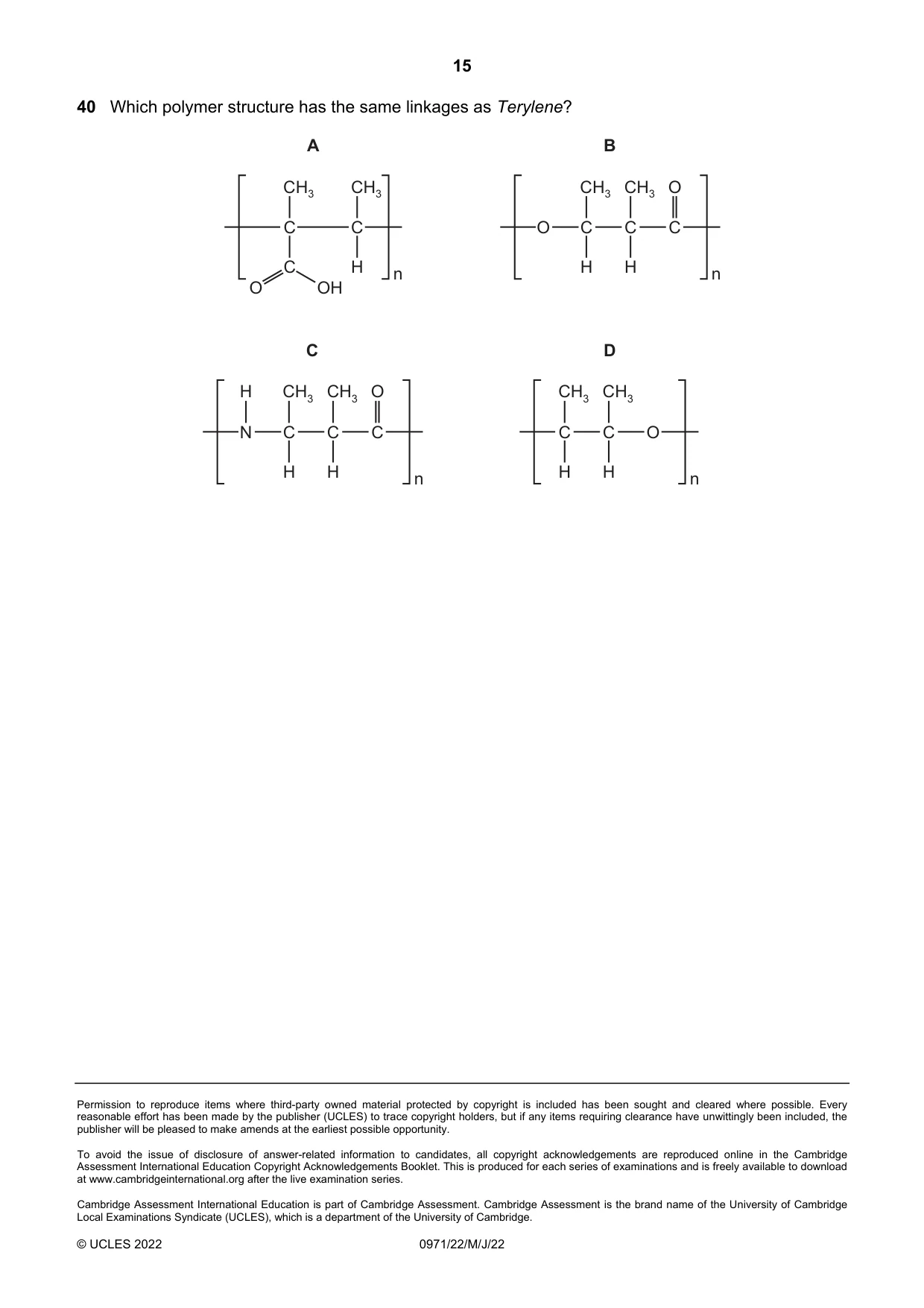 Cambridge IGCSE Chemistry (9-1) 0971 2022 May/June Paper 2 · Variant 2 question paper, page 15 of 16