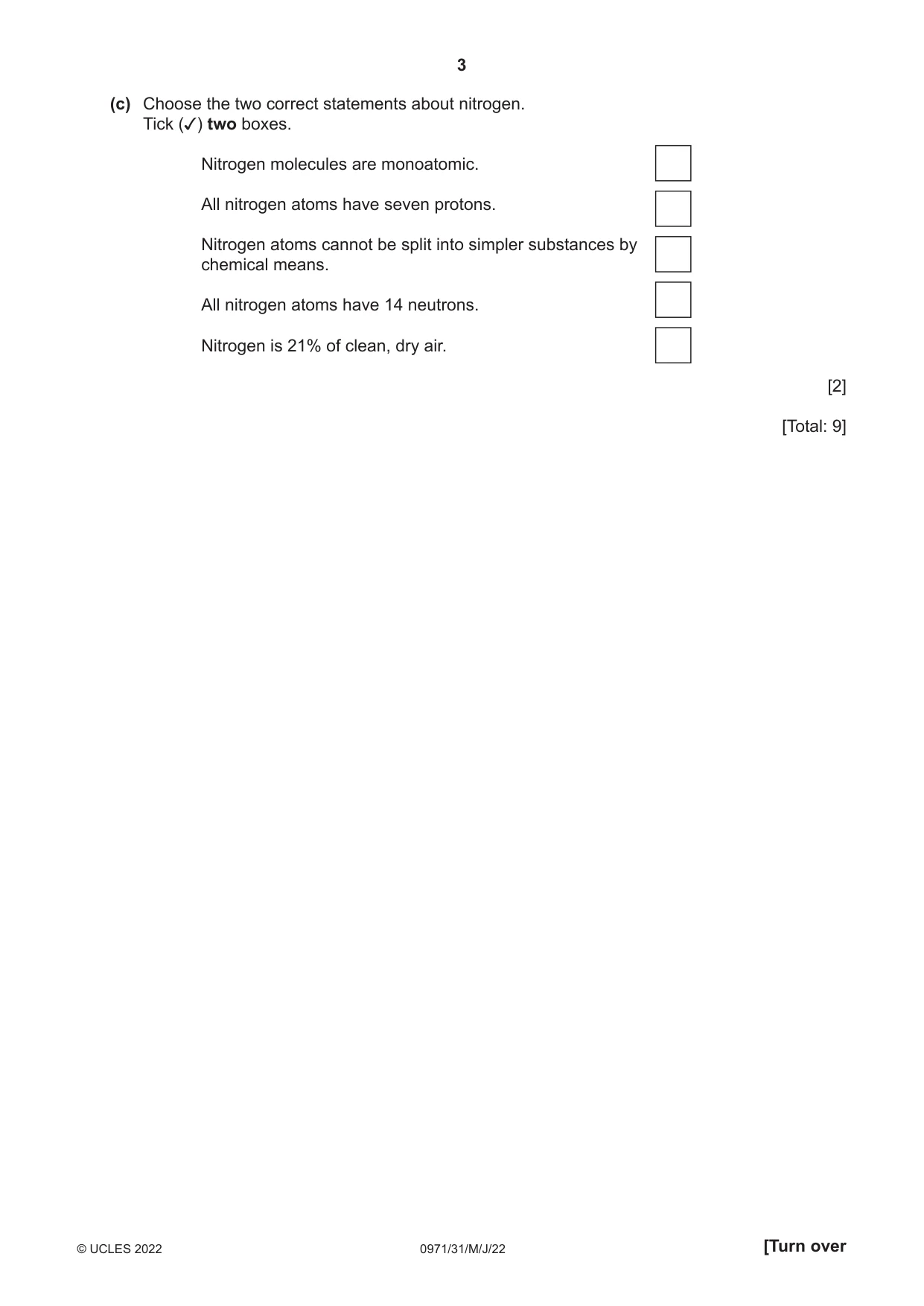 Cambridge IGCSE Chemistry (9-1) 0971 2022 May/June Paper 3 · Variant 1 question paper, page 3 of 20