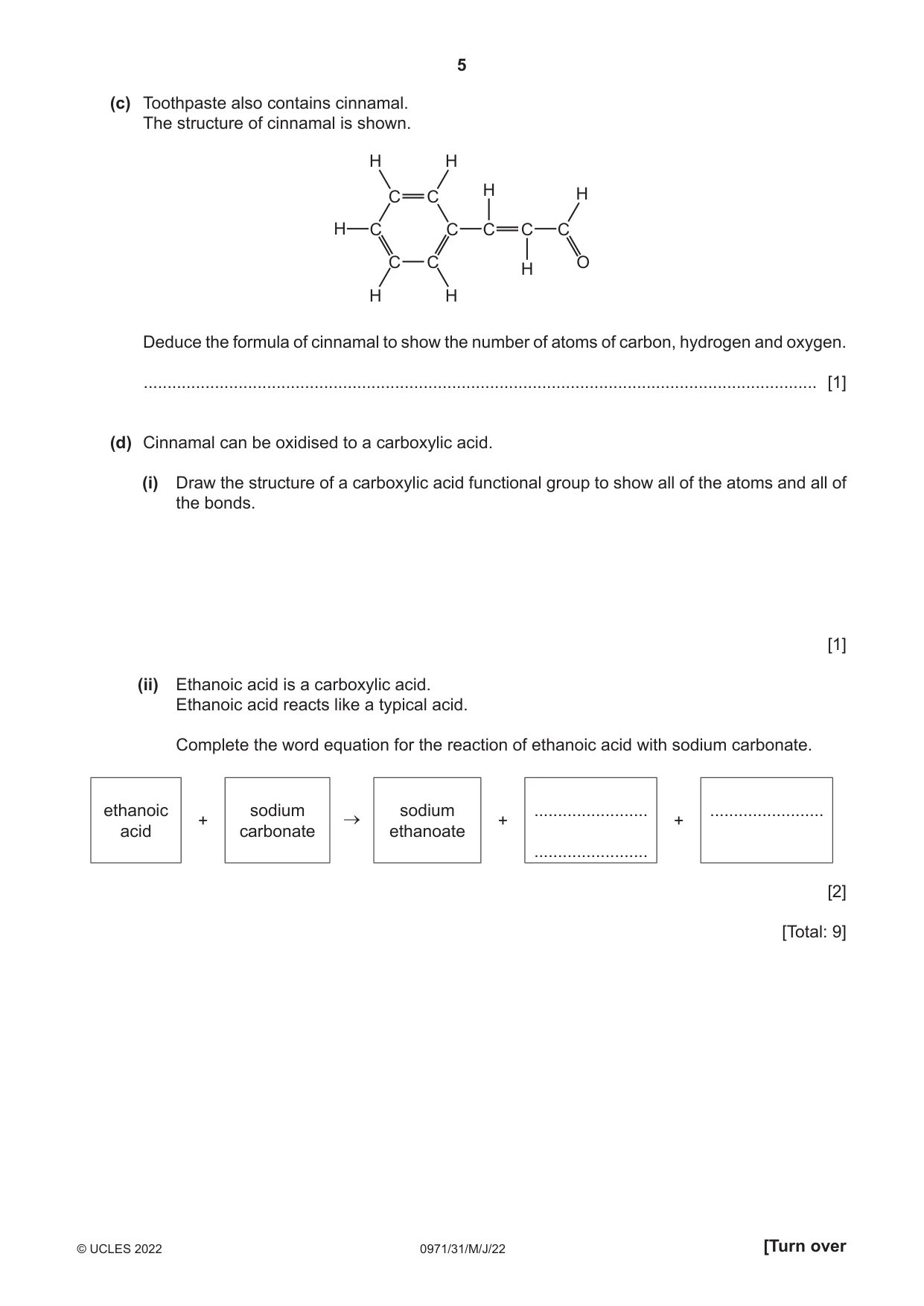 Cambridge IGCSE Chemistry (9-1) 0971 2022 May/June Paper 3 · Variant 1 question paper, page 5 of 20