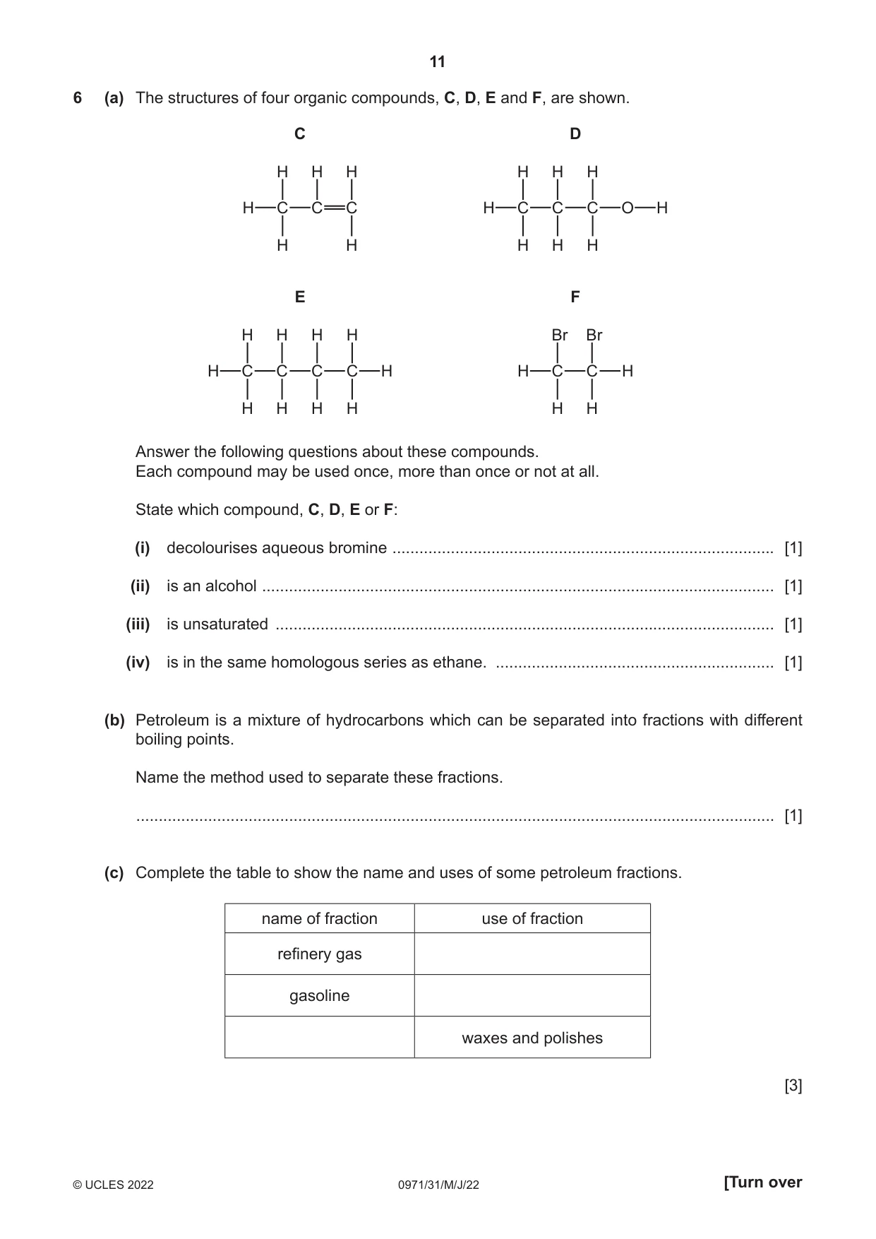 Cambridge IGCSE Chemistry (9-1) 0971 2022 May/June Paper 3 · Variant 1 question paper, page 11 of 20