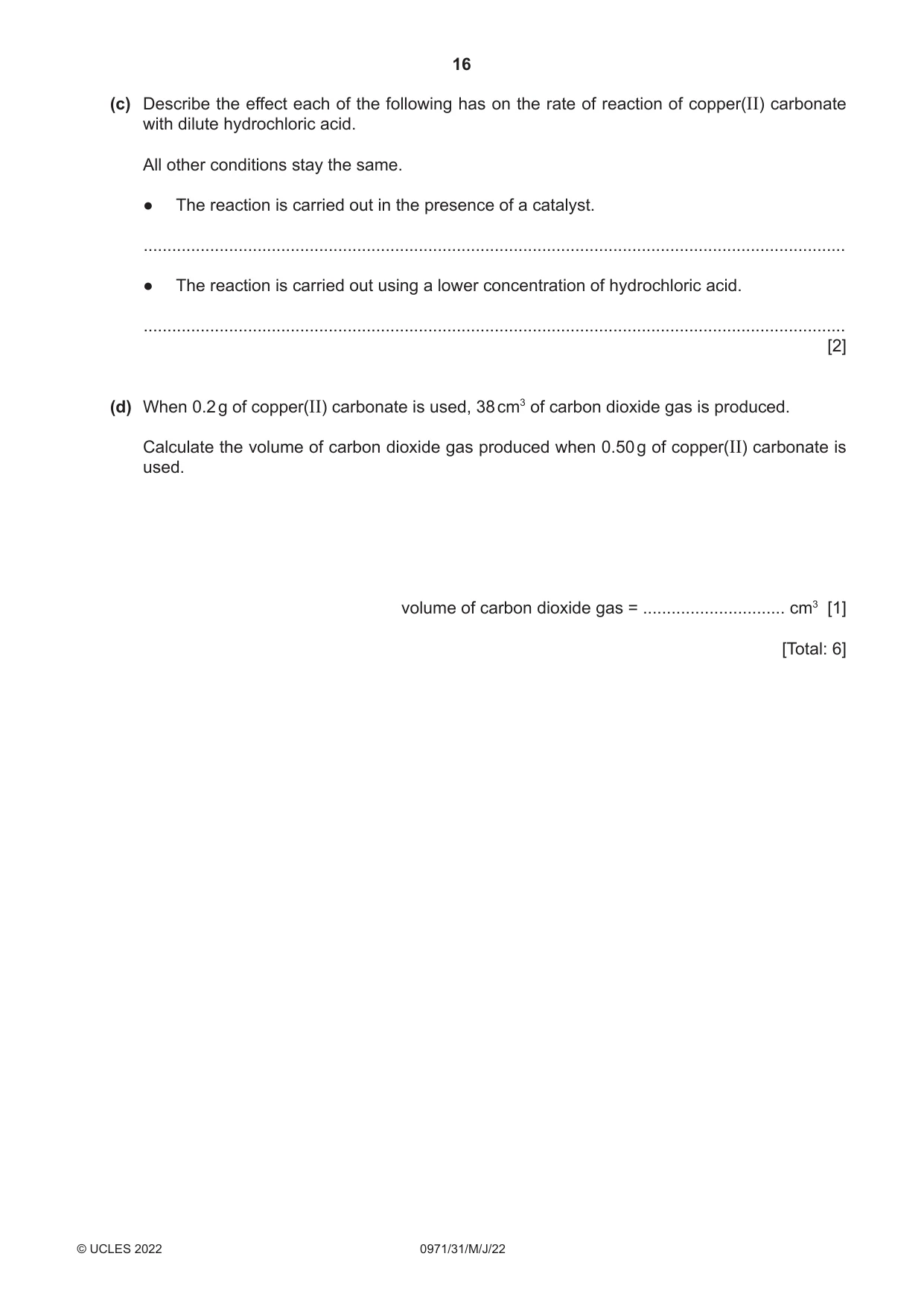 Cambridge IGCSE Chemistry (9-1) 0971 2022 May/June Paper 3 · Variant 1 question paper, page 16 of 20