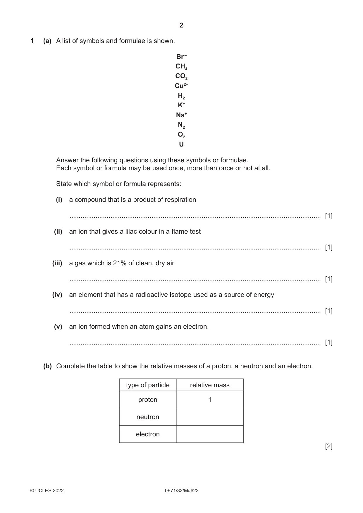 Cambridge IGCSE Chemistry (9-1) 0971 2022 May/June Paper 3 · Variant 2 question paper, page 2 of 20