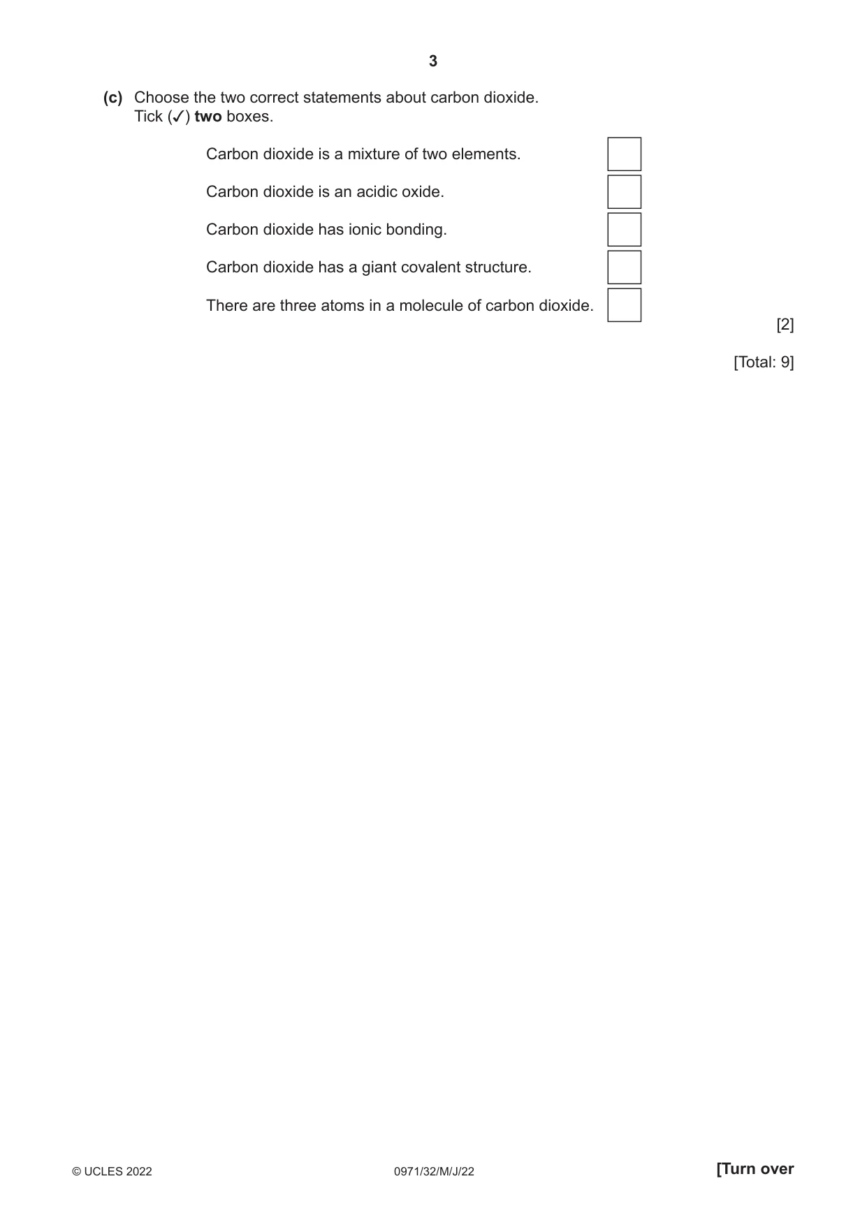 Cambridge IGCSE Chemistry (9-1) 0971 2022 May/June Paper 3 · Variant 2 question paper, page 3 of 20