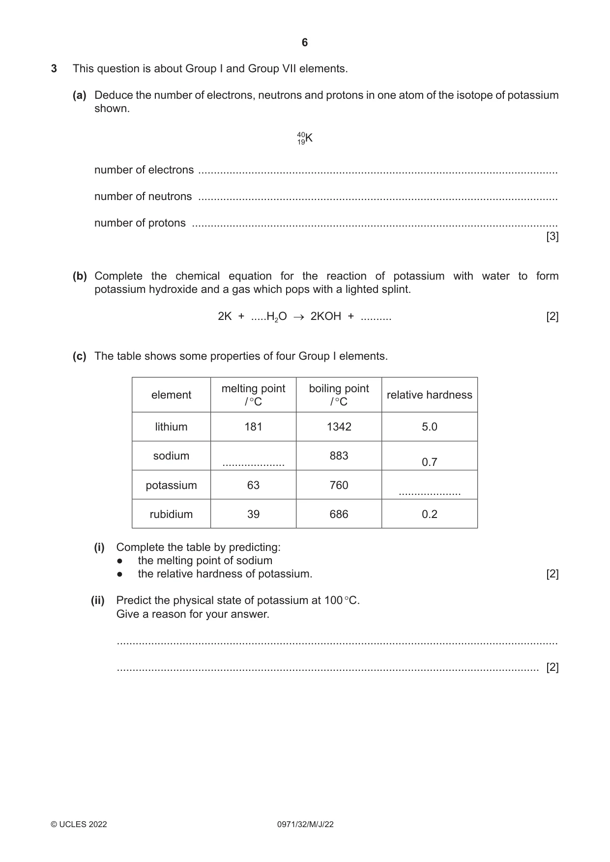 Cambridge IGCSE Chemistry (9-1) 0971 2022 May/June Paper 3 · Variant 2 question paper, page 6 of 20