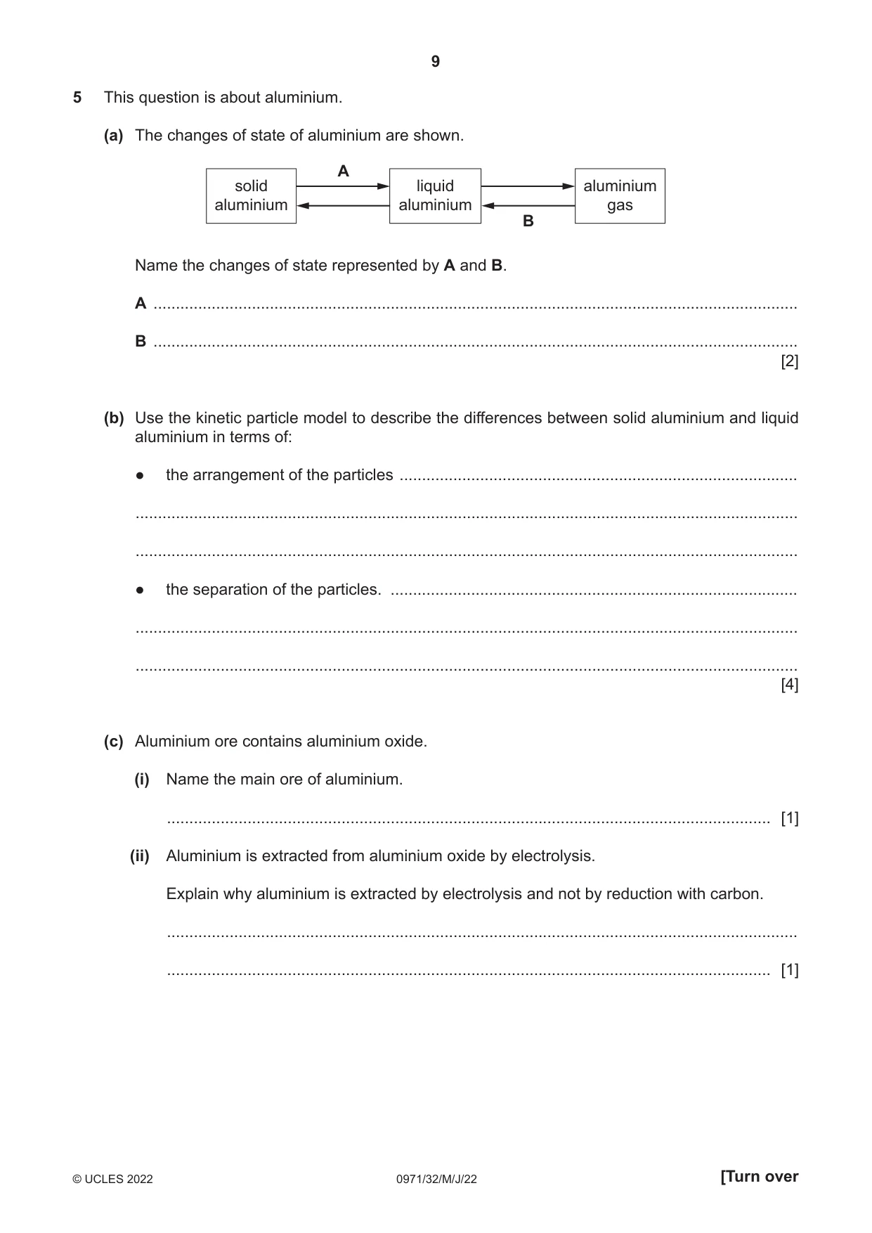 Cambridge IGCSE Chemistry (9-1) 0971 2022 May/June Paper 3 · Variant 2 question paper, page 9 of 20