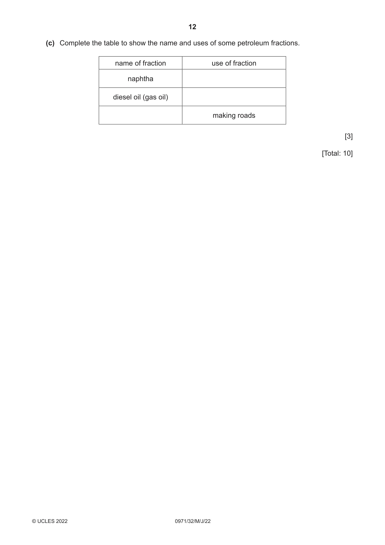 Cambridge IGCSE Chemistry (9-1) 0971 2022 May/June Paper 3 · Variant 2 question paper, page 12 of 20