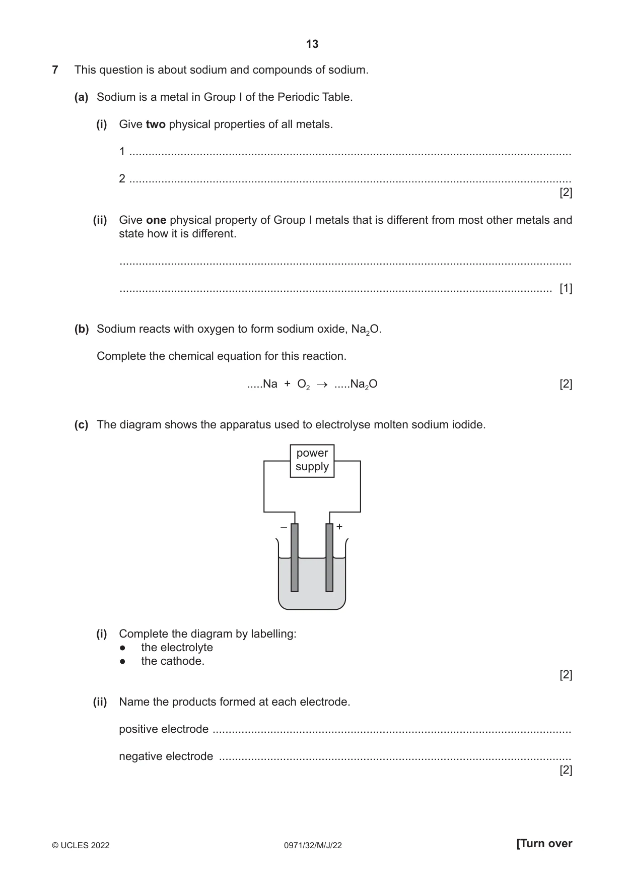 Cambridge IGCSE Chemistry (9-1) 0971 2022 May/June Paper 3 · Variant 2 question paper, page 13 of 20