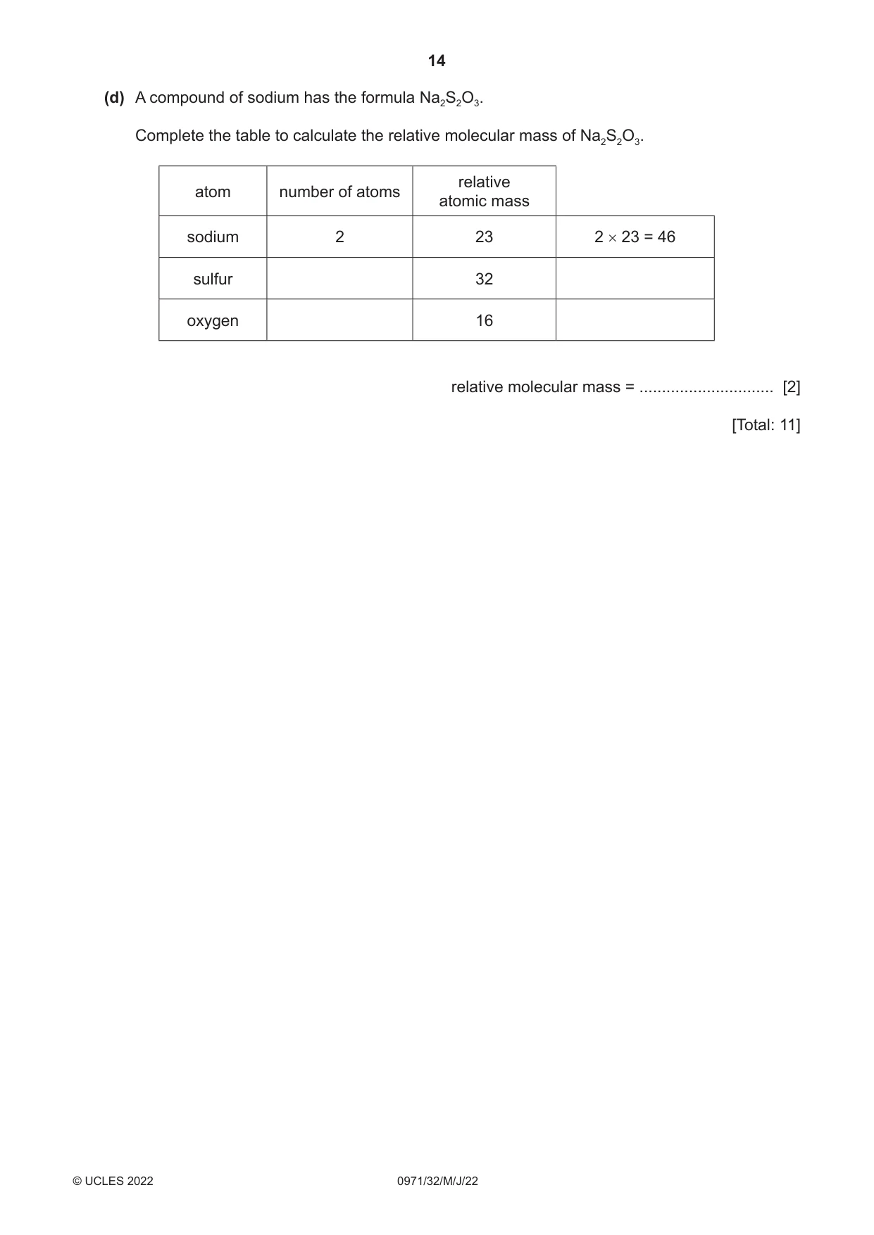 Cambridge IGCSE Chemistry (9-1) 0971 2022 May/June Paper 3 · Variant 2 question paper, page 14 of 20