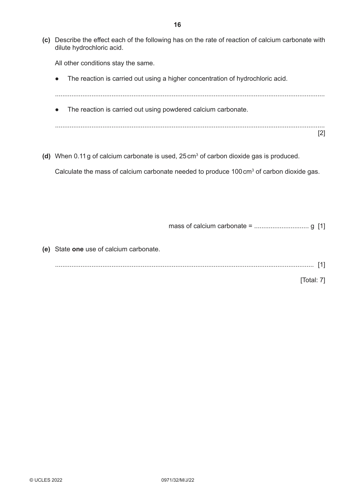 Cambridge IGCSE Chemistry (9-1) 0971 2022 May/June Paper 3 · Variant 2 question paper, page 16 of 20