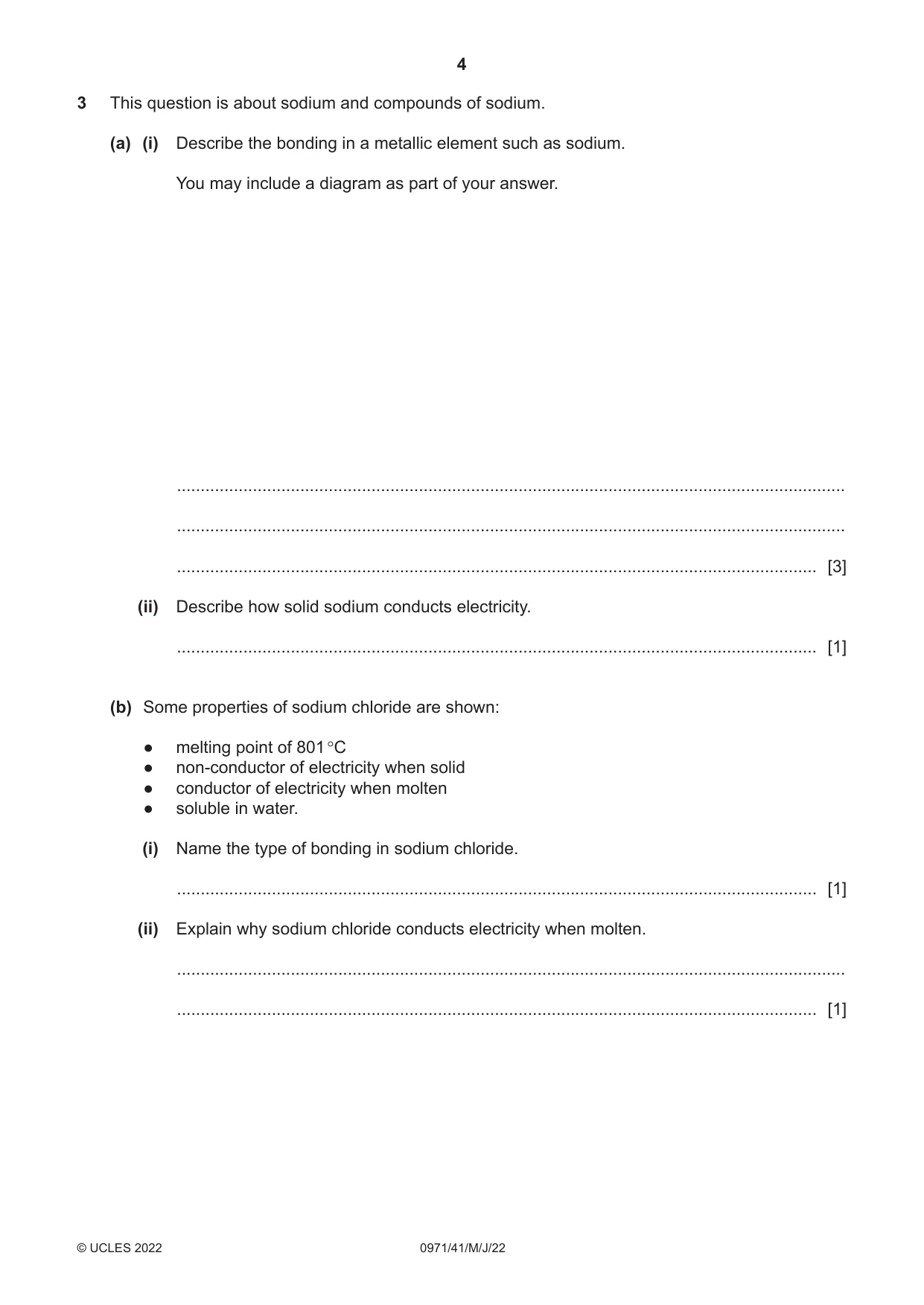 Cambridge IGCSE Chemistry (9-1) 0971 2022 May/June Paper 4 · Variant 1 question paper, page 4 of 16