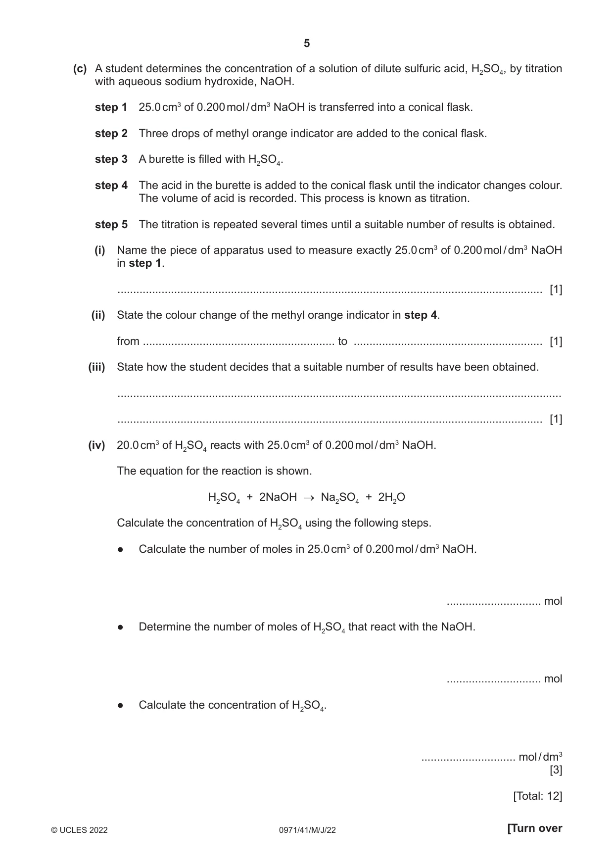 Cambridge IGCSE Chemistry (9-1) 0971 2022 May/June Paper 4 · Variant 1 question paper, page 5 of 16