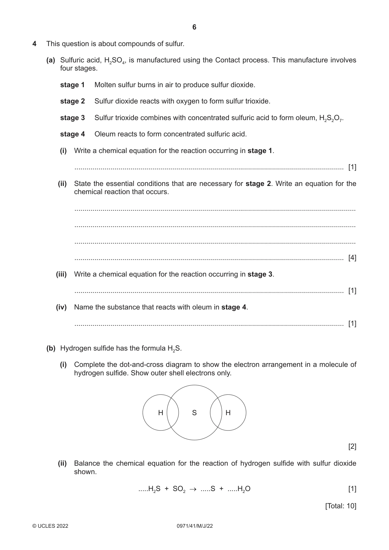 Cambridge IGCSE Chemistry (9-1) 0971 2022 May/June Paper 4 · Variant 1 question paper, page 6 of 16