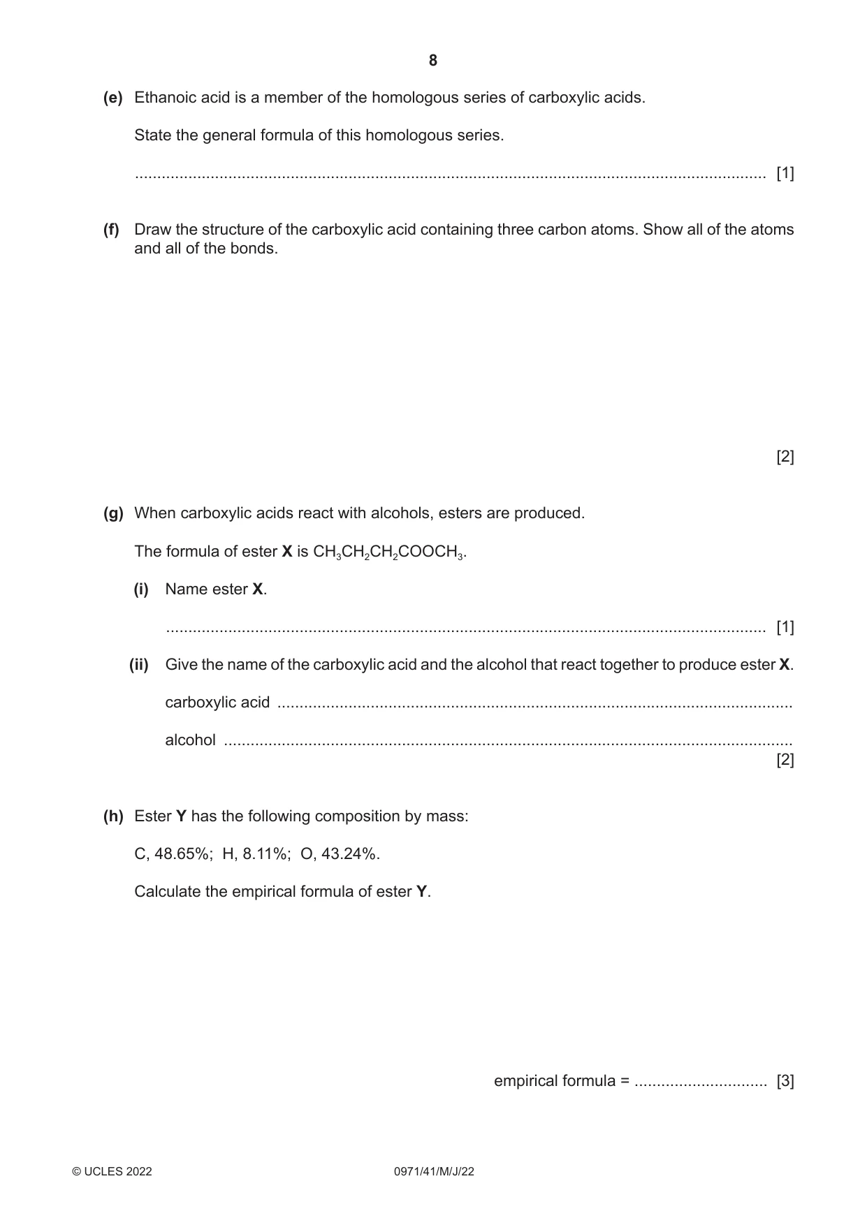 Cambridge IGCSE Chemistry (9-1) 0971 2022 May/June Paper 4 · Variant 1 question paper, page 8 of 16