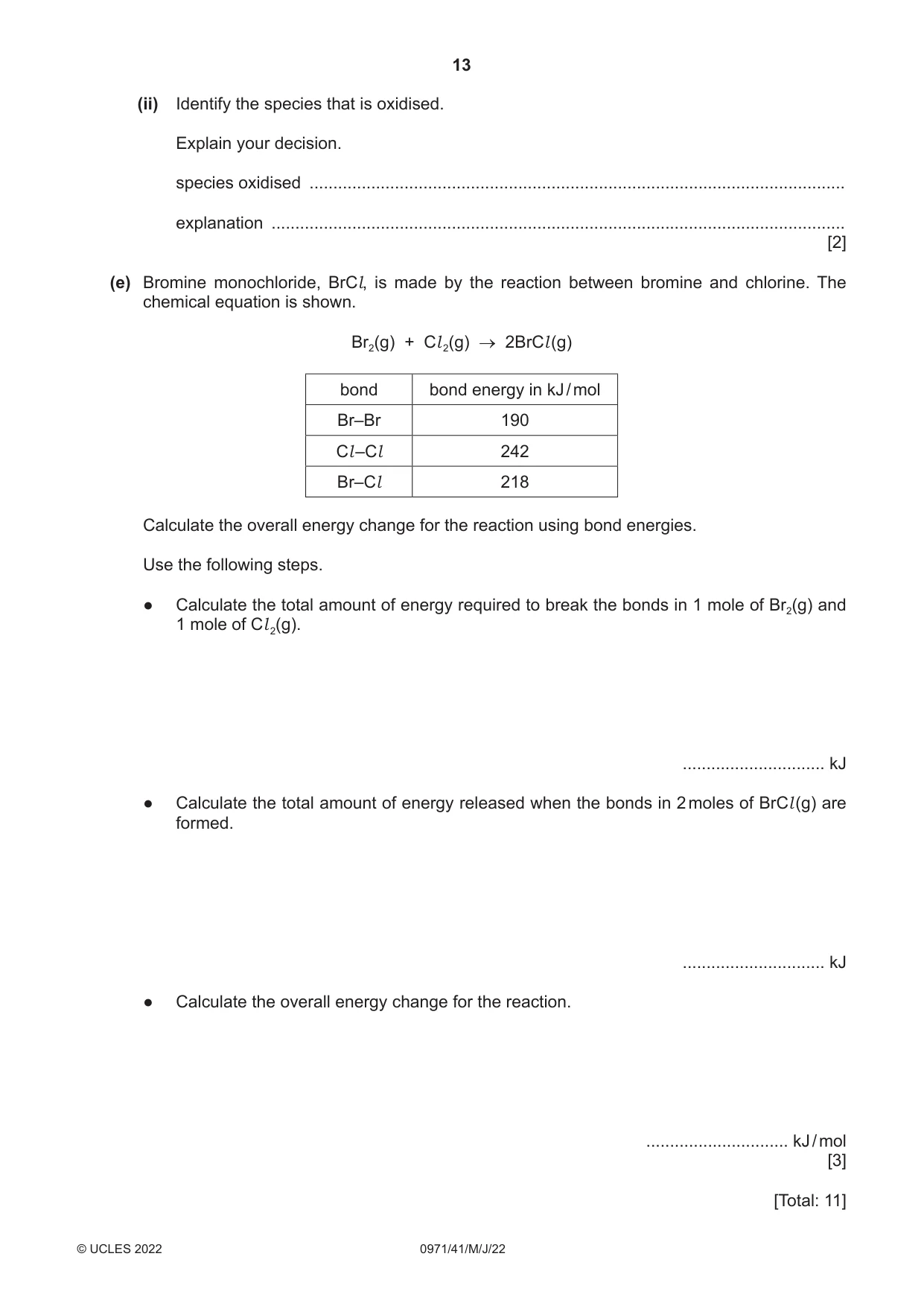 Cambridge IGCSE Chemistry (9-1) 0971 2022 May/June Paper 4 · Variant 1 question paper, page 13 of 16