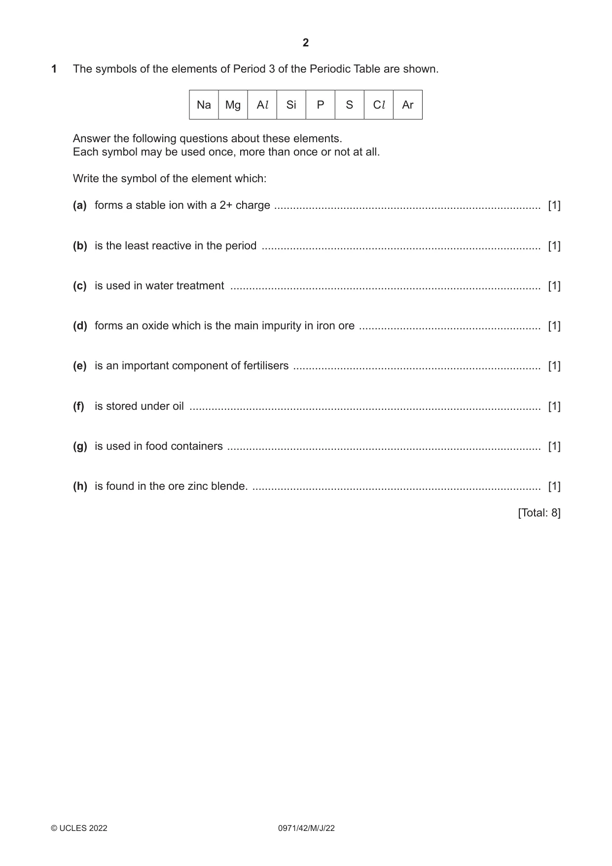 Cambridge IGCSE Chemistry (9-1) 0971 2022 May/June Paper 4 · Variant 2 question paper, page 2 of 16