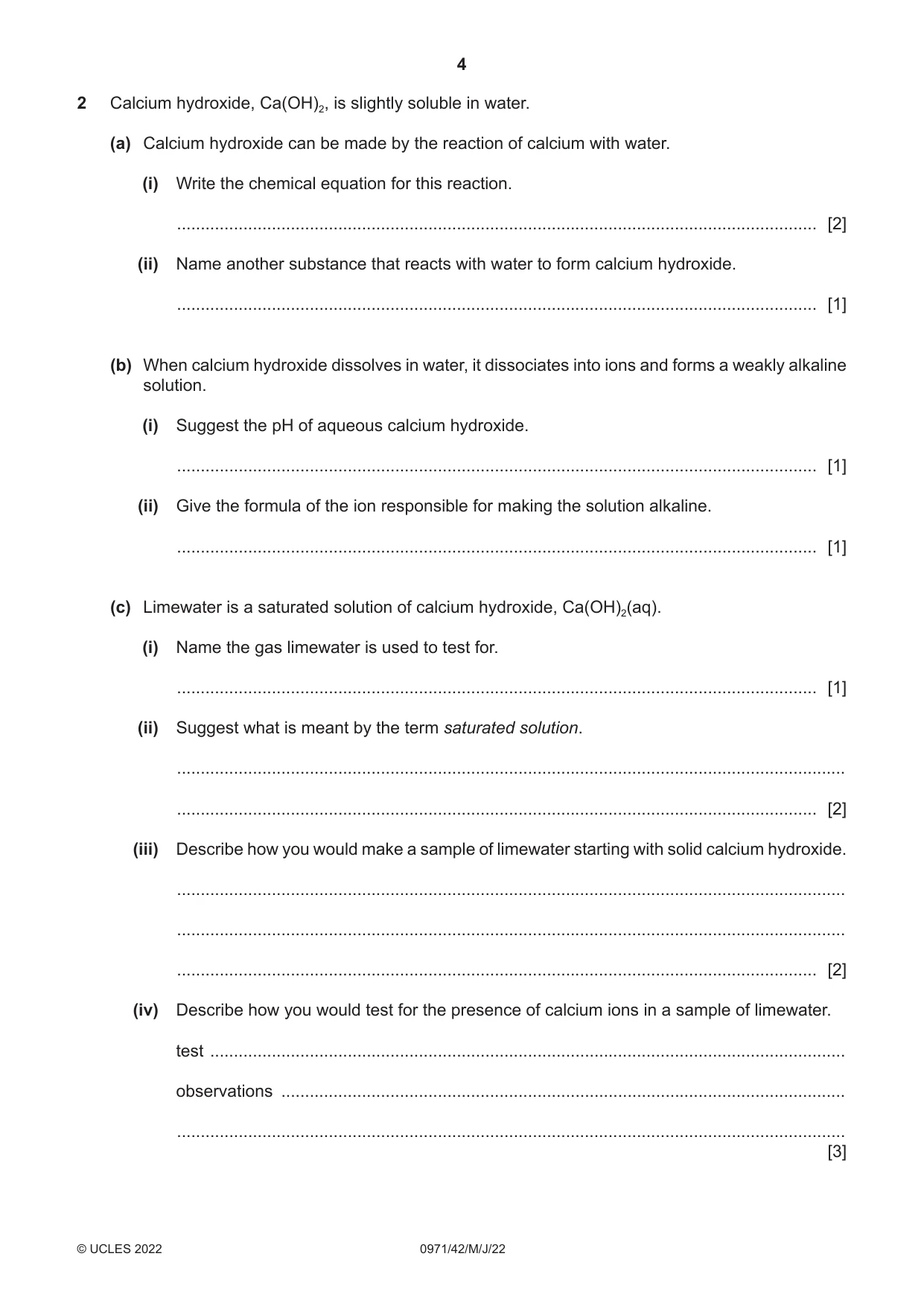 Cambridge IGCSE Chemistry (9-1) 0971 2022 May/June Paper 4 · Variant 2 question paper, page 4 of 16