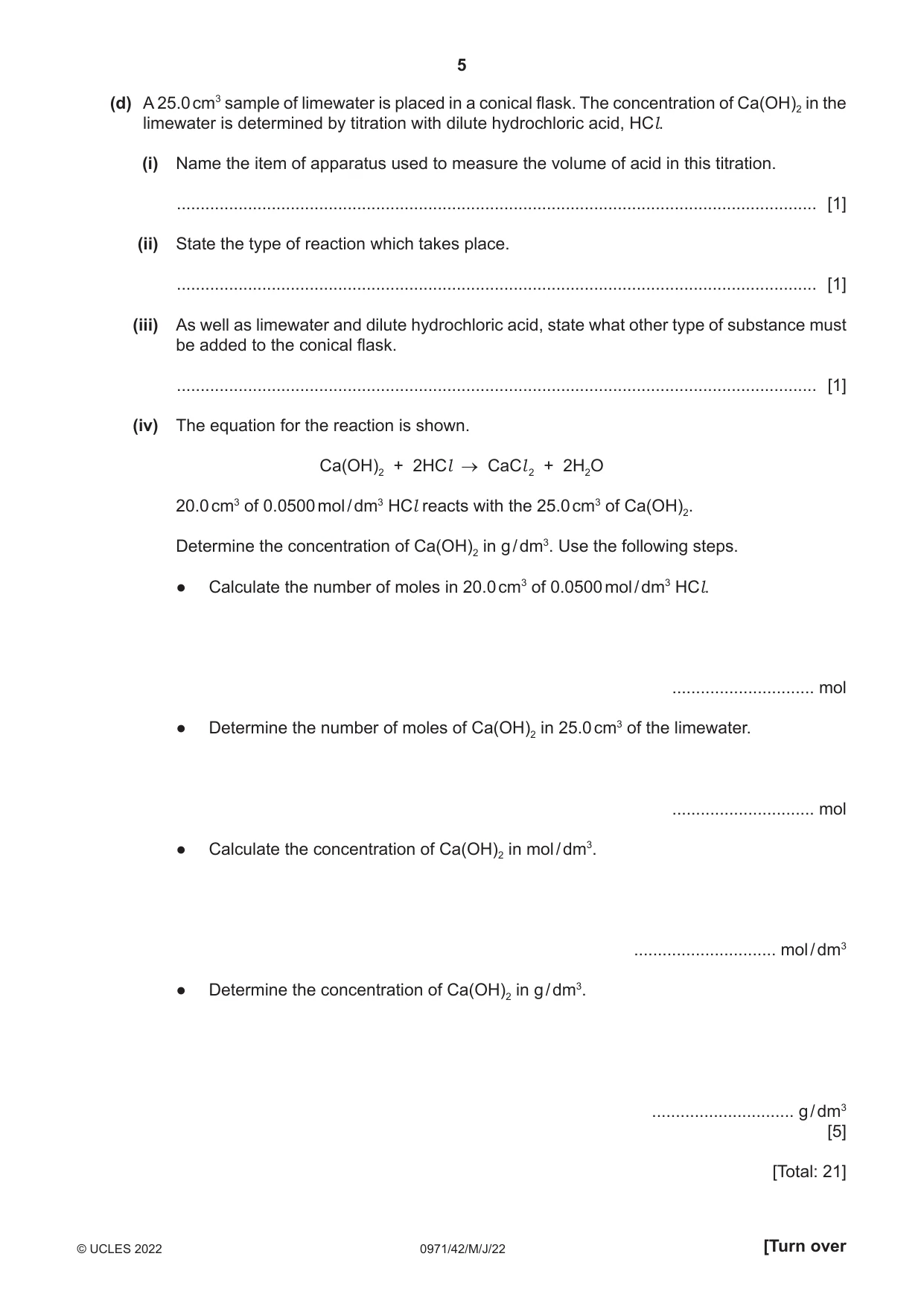 Cambridge IGCSE Chemistry (9-1) 0971 2022 May/June Paper 4 · Variant 2 question paper, page 5 of 16