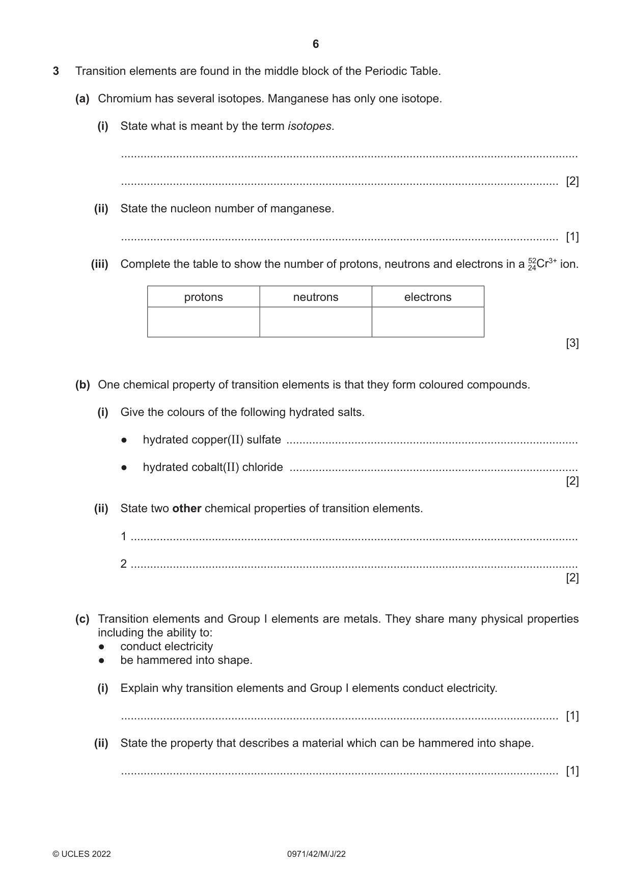 Cambridge IGCSE Chemistry (9-1) 0971 2022 May/June Paper 4 · Variant 2 question paper, page 6 of 16