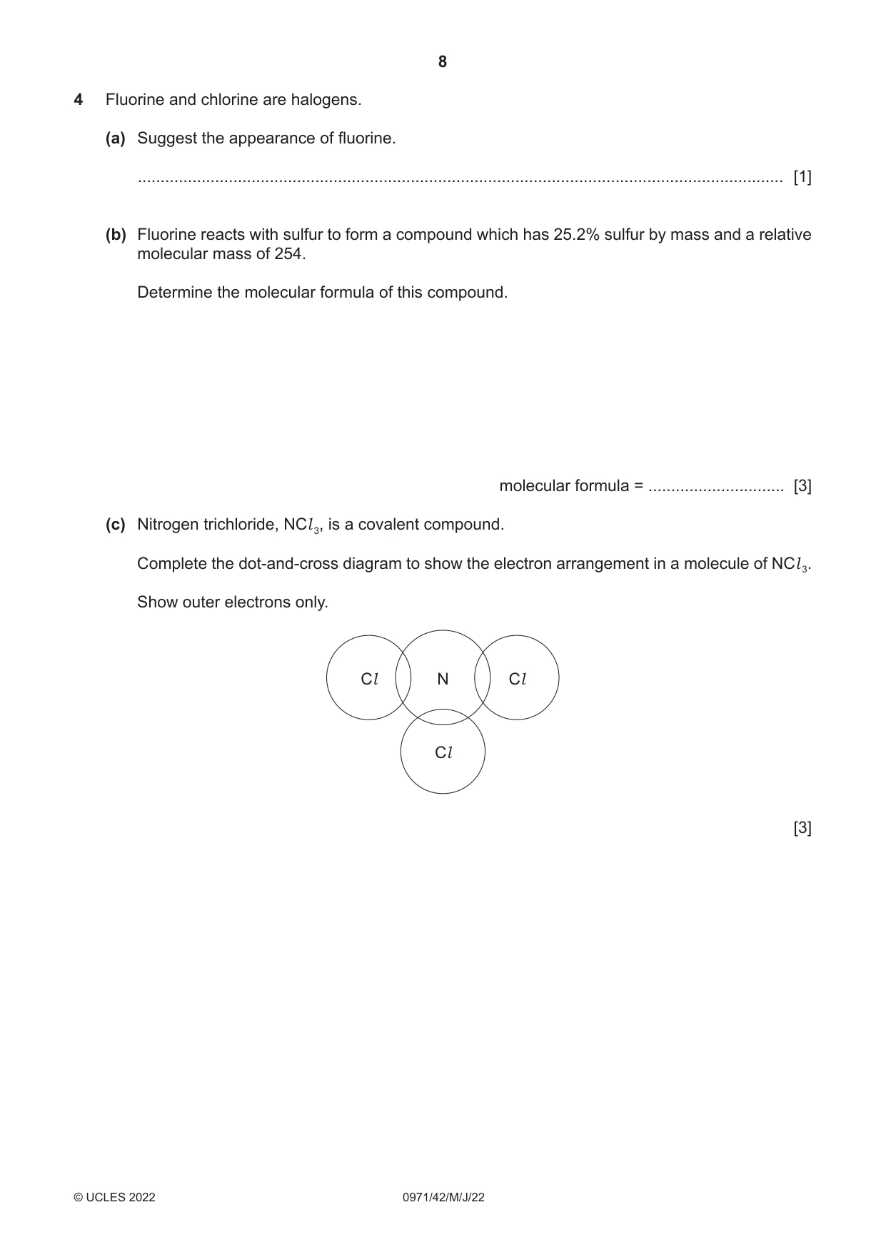 Cambridge IGCSE Chemistry (9-1) 0971 2022 May/June Paper 4 · Variant 2 question paper, page 8 of 16