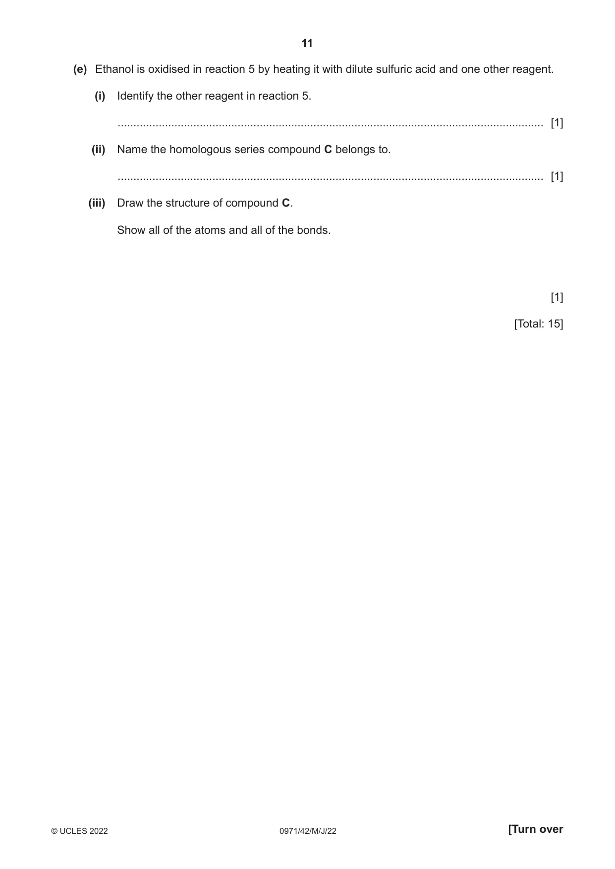 Cambridge IGCSE Chemistry (9-1) 0971 2022 May/June Paper 4 · Variant 2 question paper, page 11 of 16