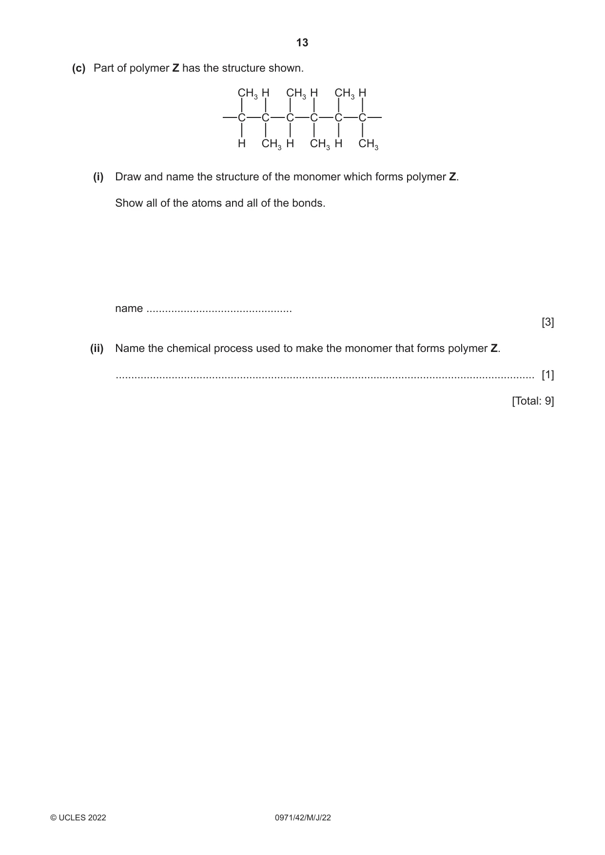 Cambridge IGCSE Chemistry (9-1) 0971 2022 May/June Paper 4 · Variant 2 question paper, page 13 of 16