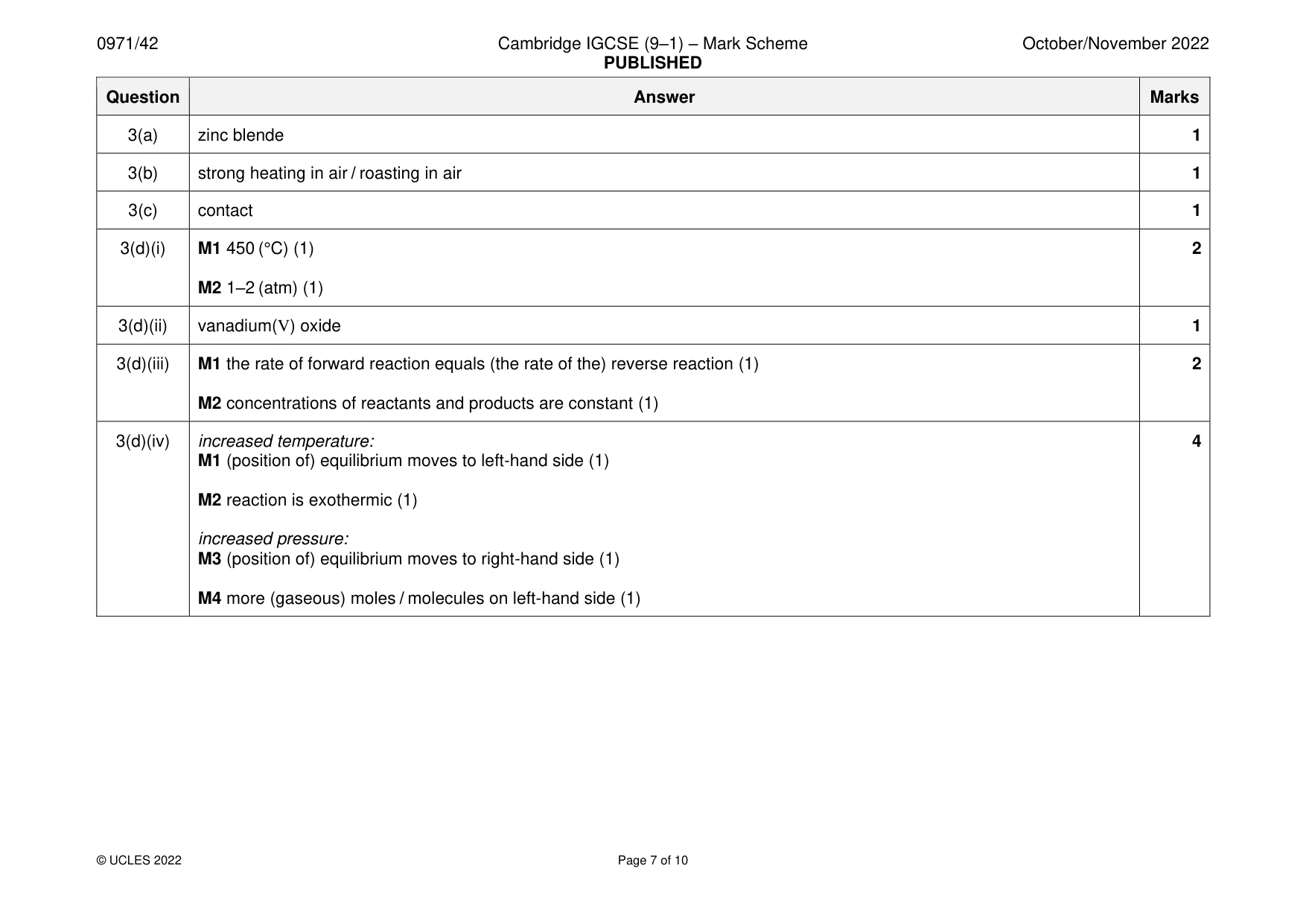 Mark scheme, page 7 of 10