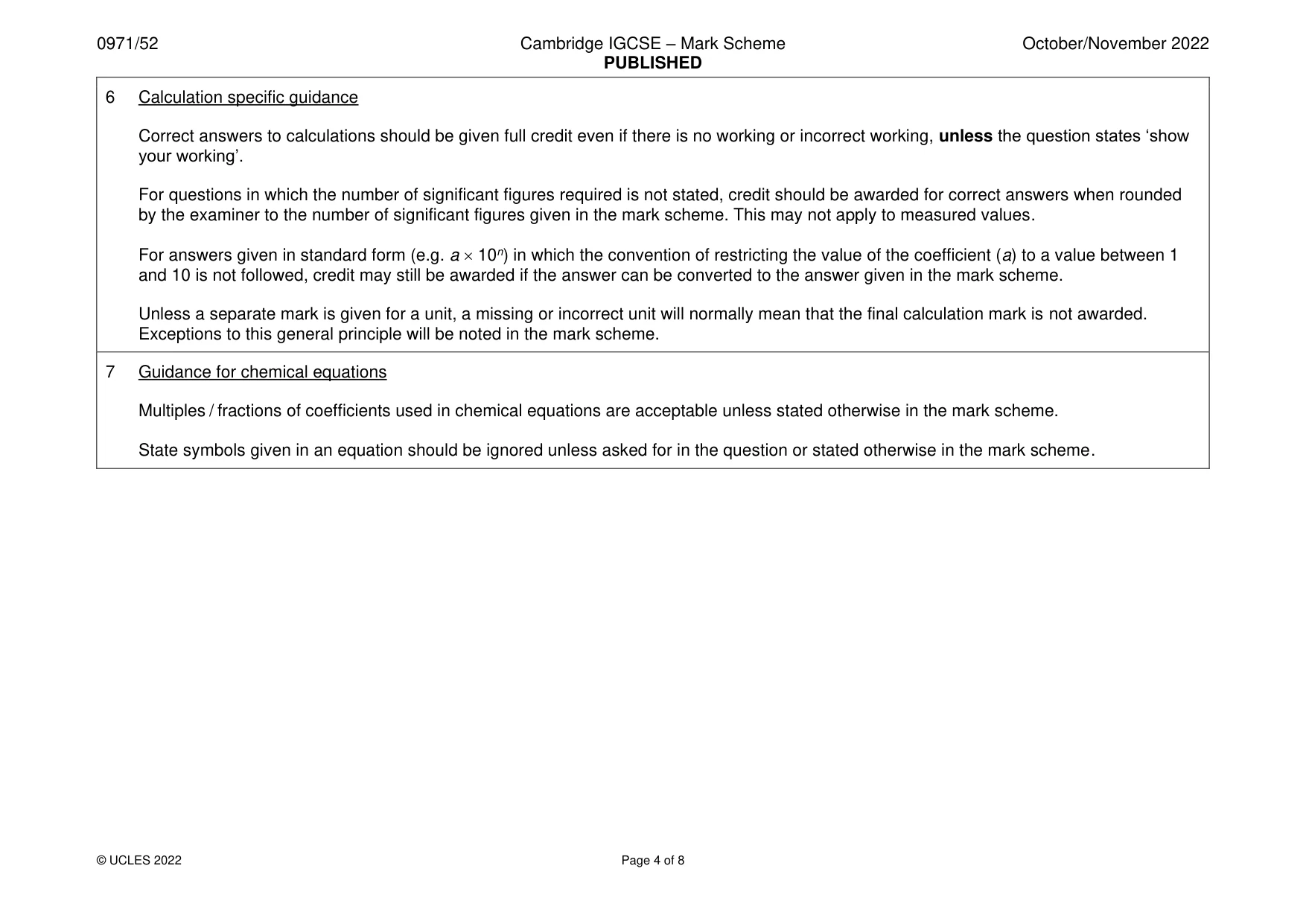 Mark scheme, page 4 of 8