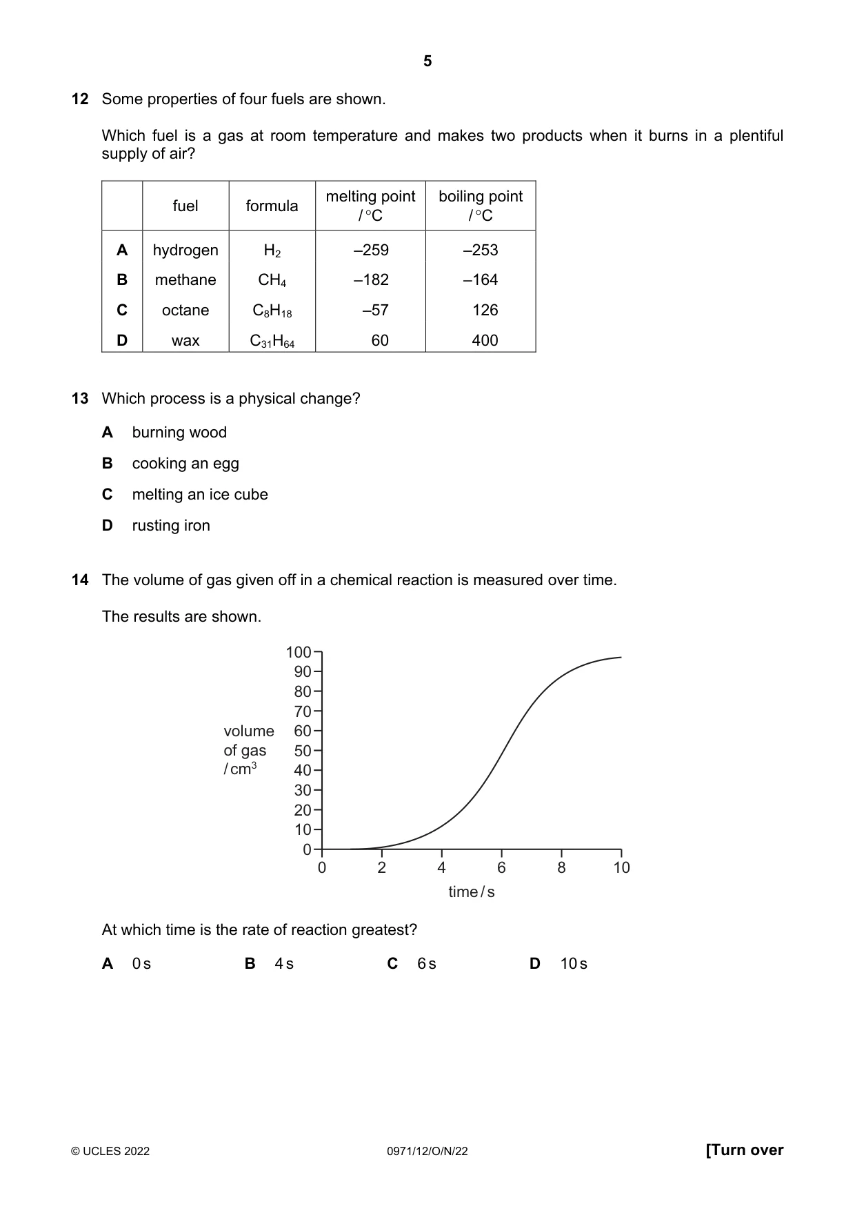 Cambridge IGCSE Chemistry (9-1) 0971 2022 Oct/Nov Paper 1 · Variant 2 question paper, page 5 of 16